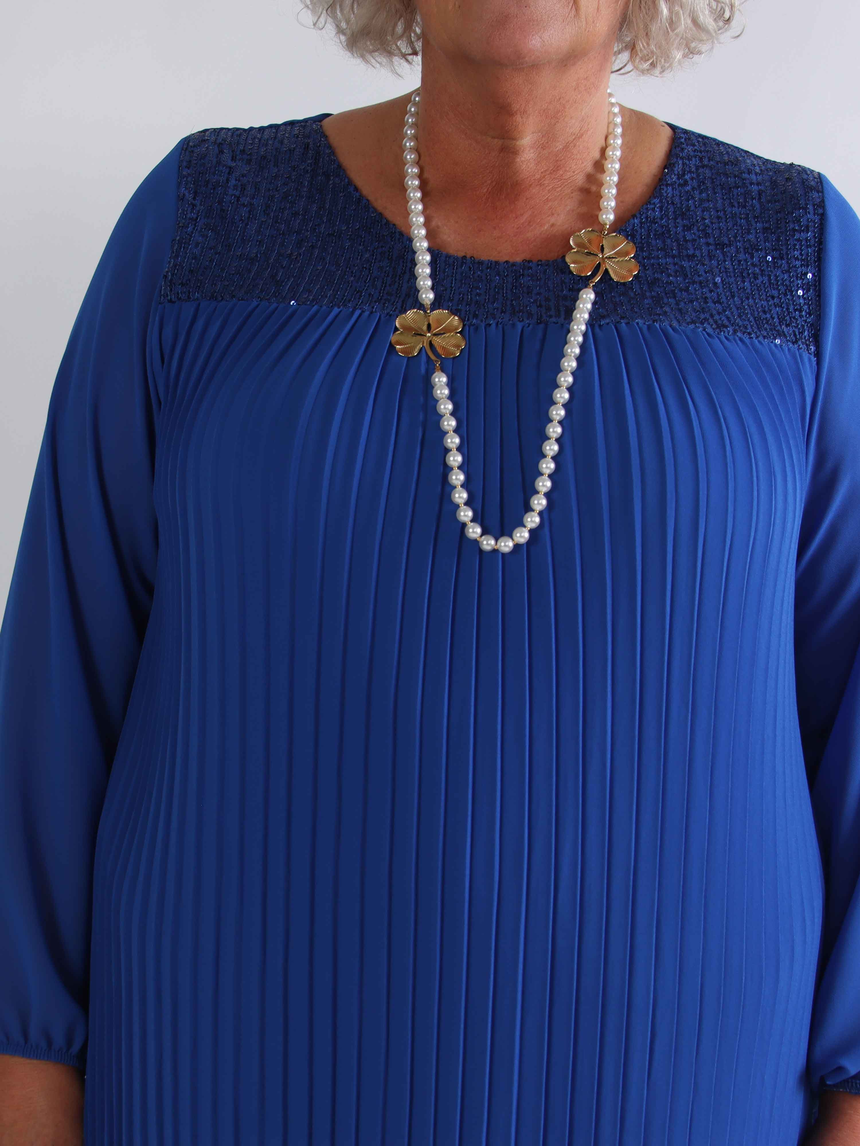 Ulrica - Söt plisserad plus size tunikaklänning med paljetter