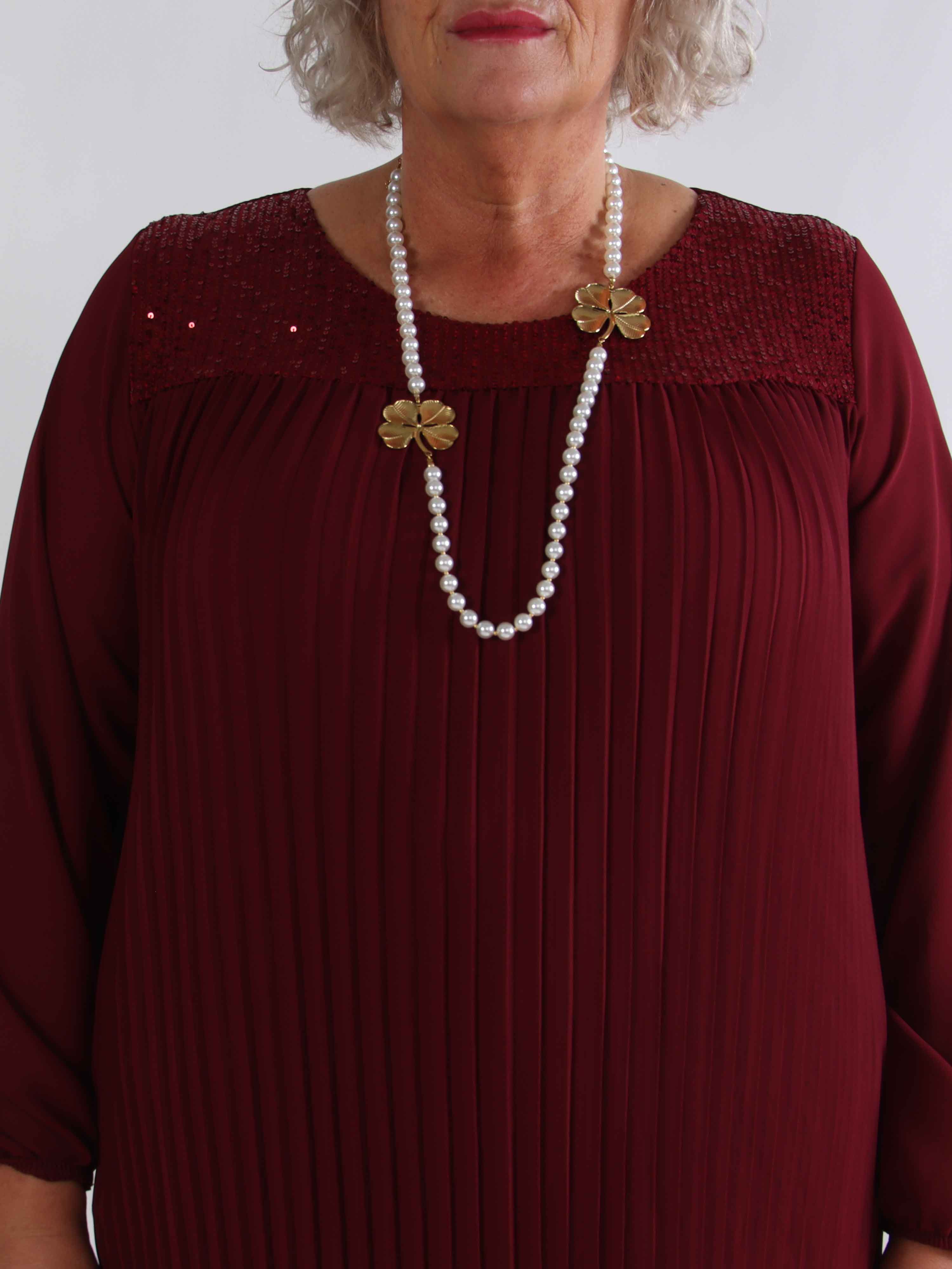 Ulrica - Söt plisserad plus size tunikaklänning med paljetter