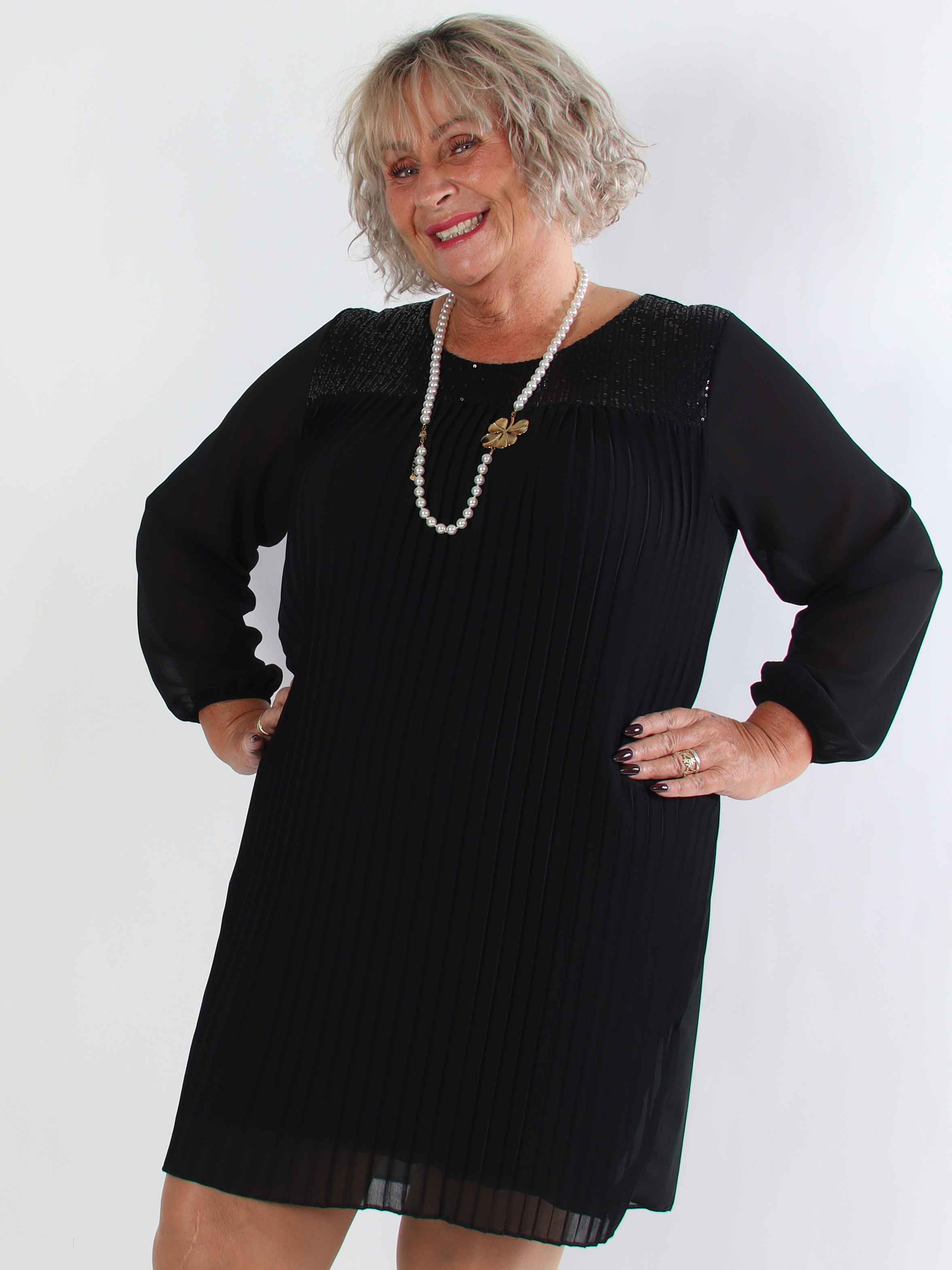 Ulrica - Söt plisserad plus size tunikaklänning med paljetter