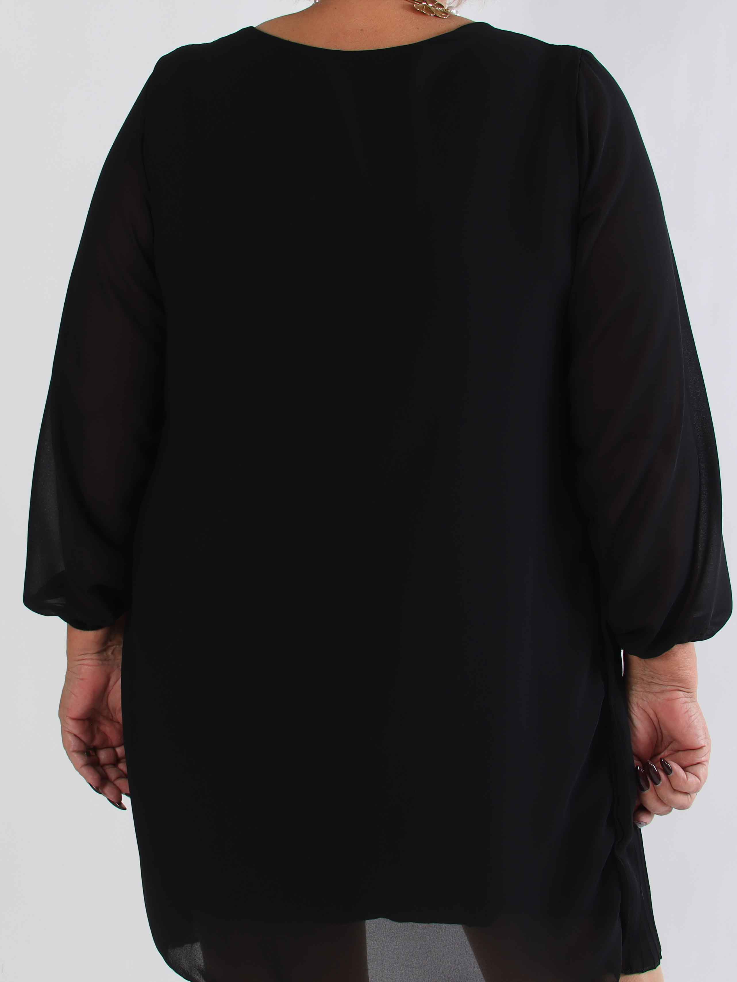 Ulrica - Söt plisserad plus size tunikaklänning med paljetter