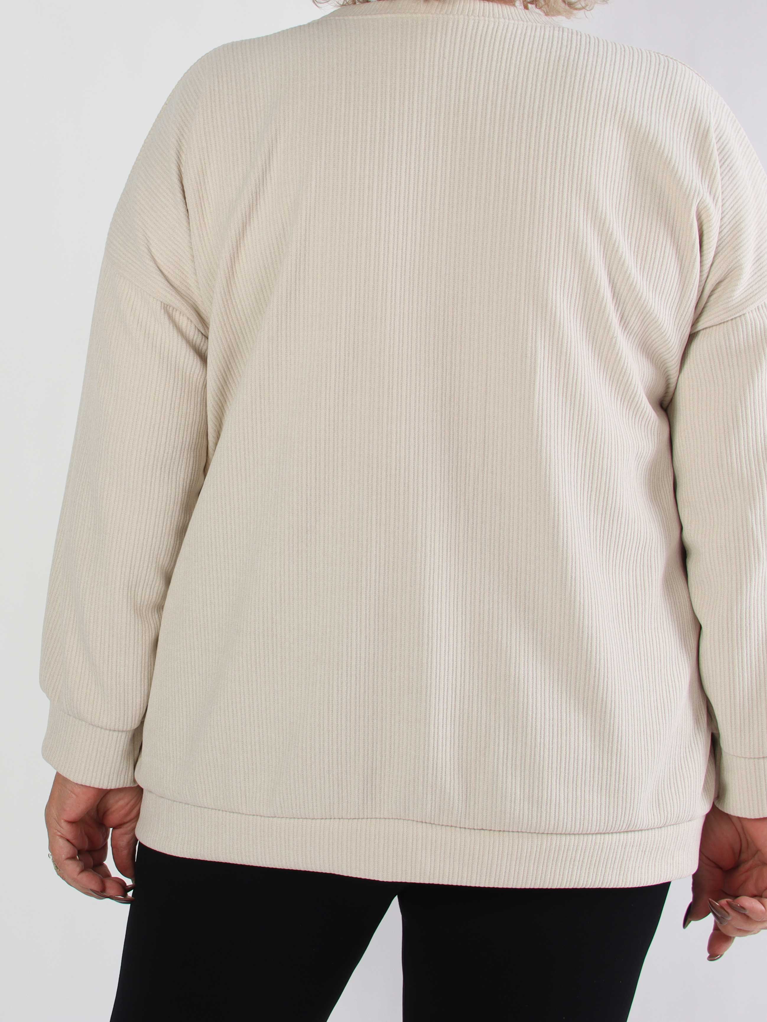 Uma - Fløjl plus size bluse med perler og similisten