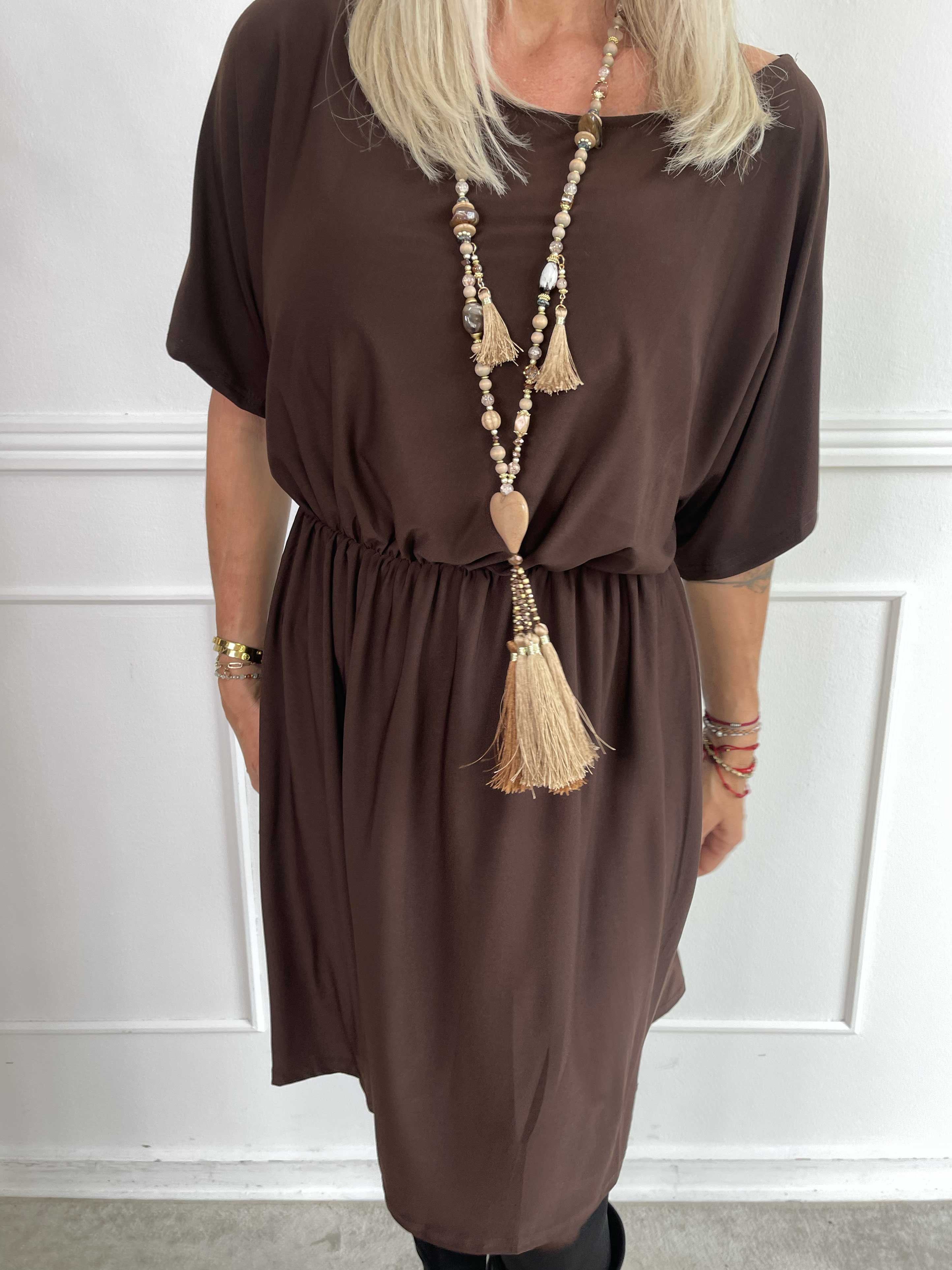 Venus Plain - Elastisk enfärgad klänning med resår i midjan