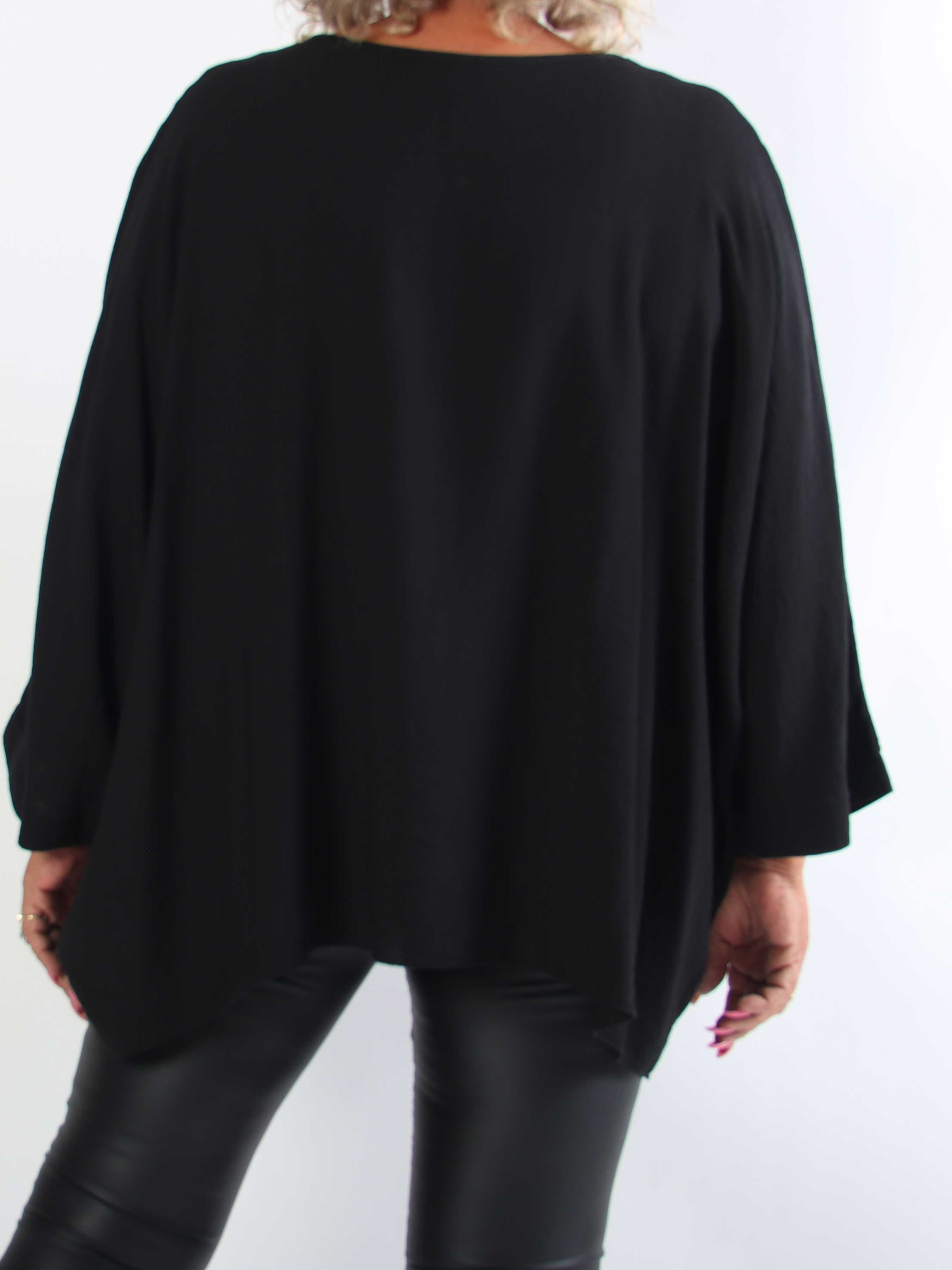 Vienna Shirt - Plus size tunikabluse i viskose med flagermusærmer og fine nittedetaljer
