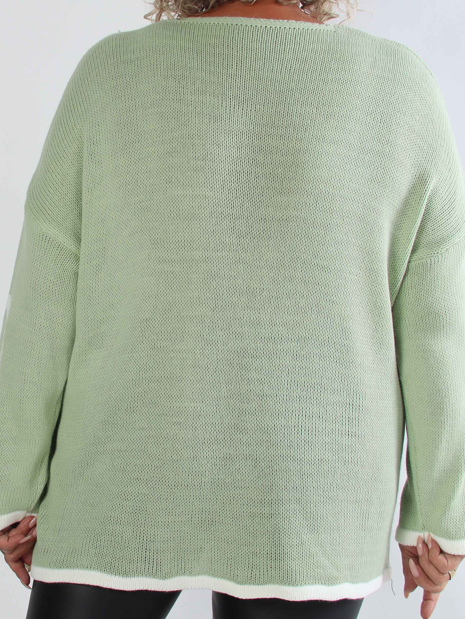 Vivianne - Sød plus size strikbluse med fine hjerter