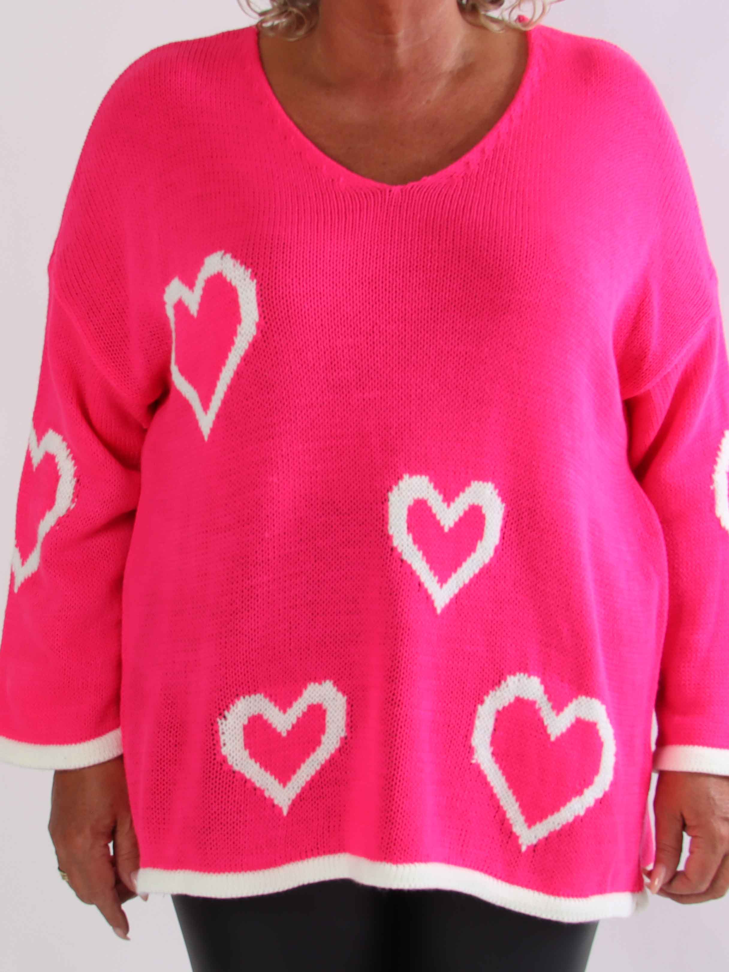 Vivianne - Sød plus size strikbluse med fine hjerter