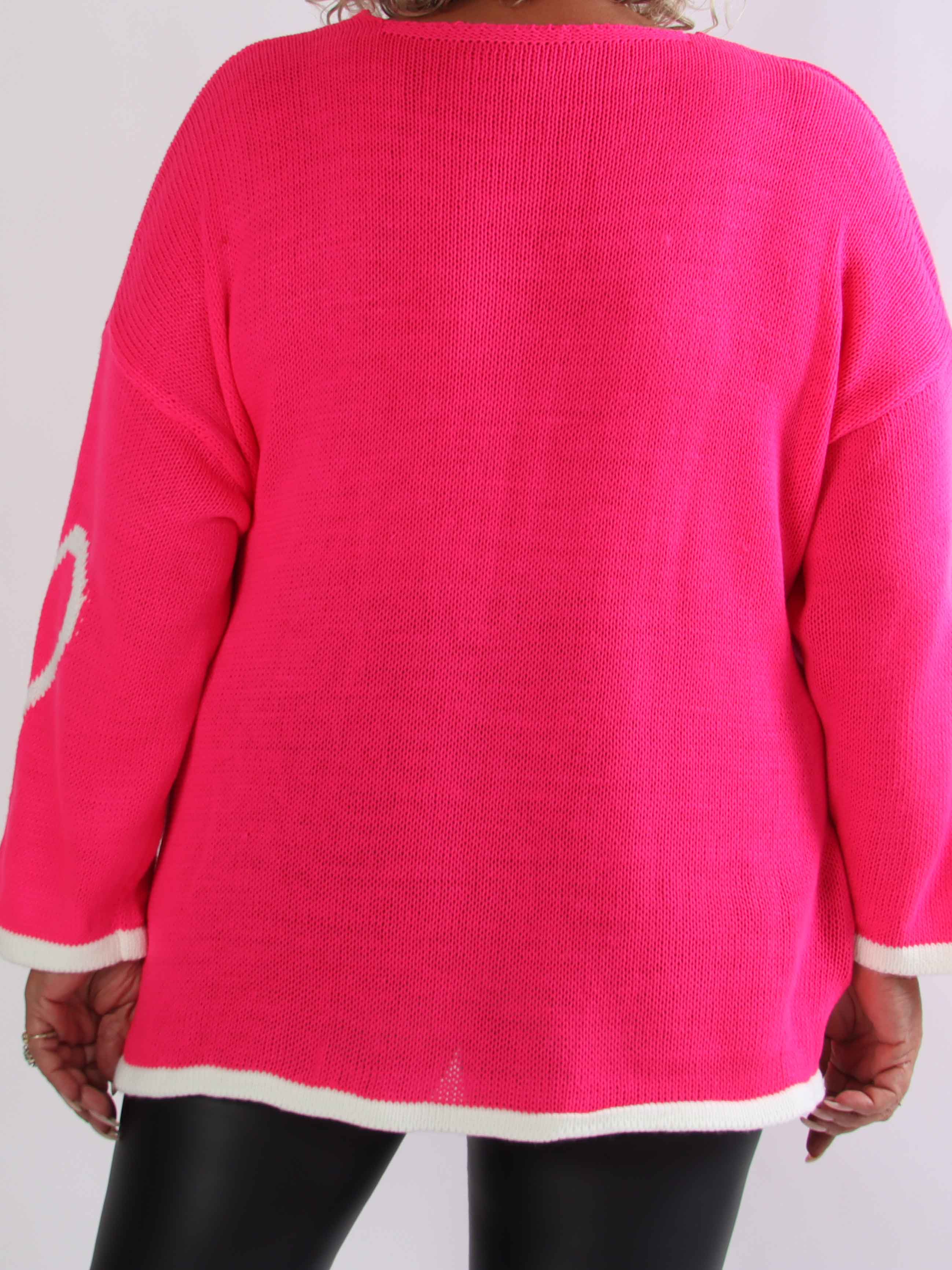 Vivianne - Sød plus size strikbluse med fine hjerter