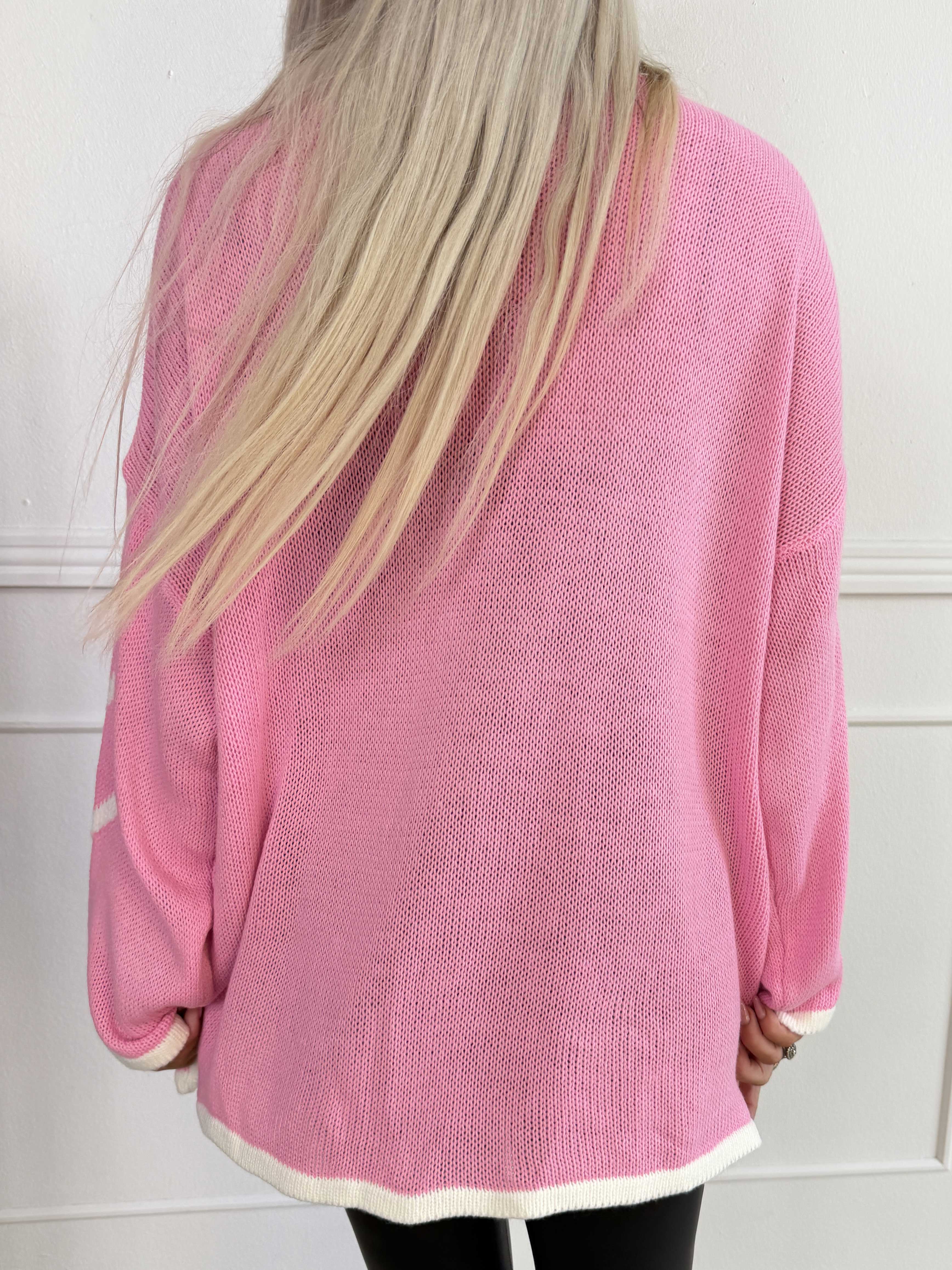 Vivianne - Sød strikbluse med fine hjerter