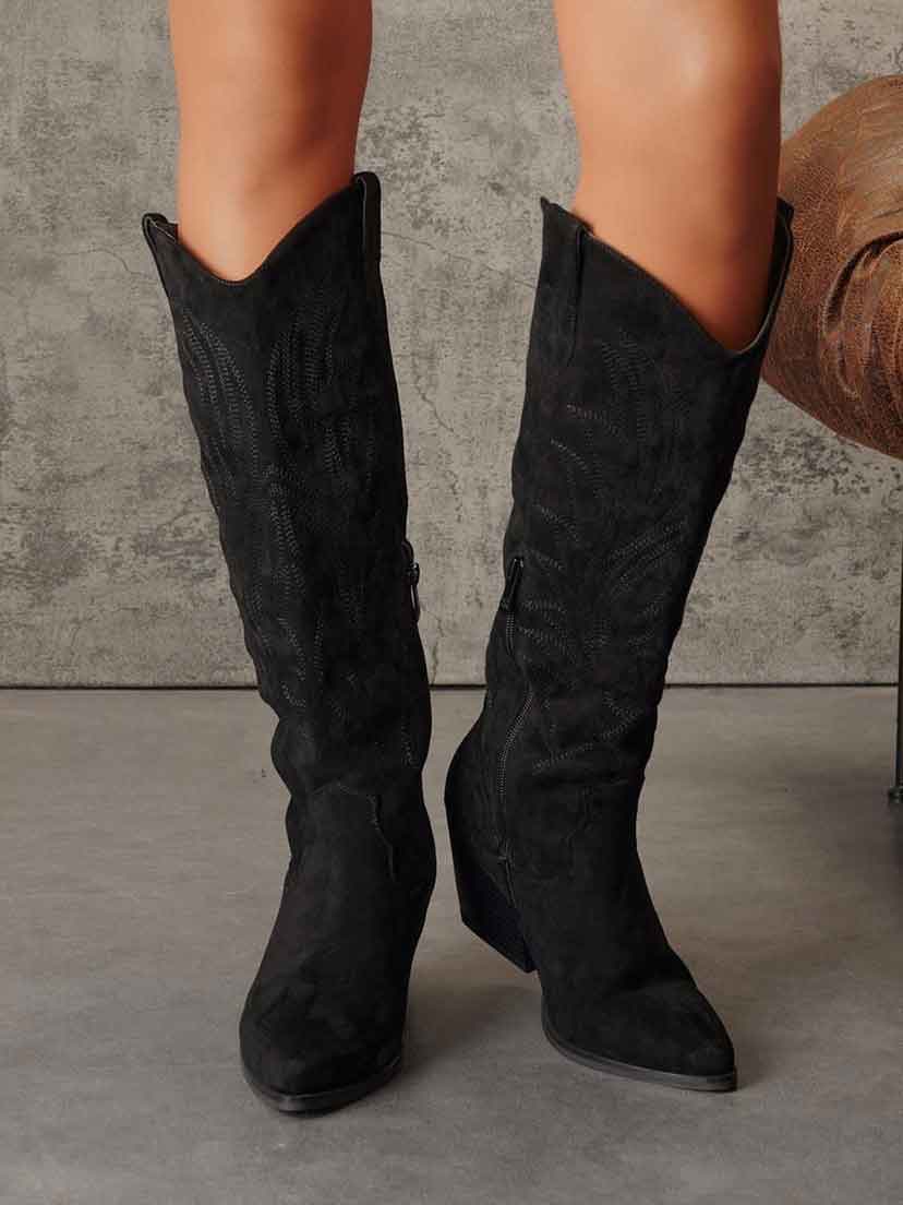 Castor - Langskaftede cowboystøvler i ruskindslook