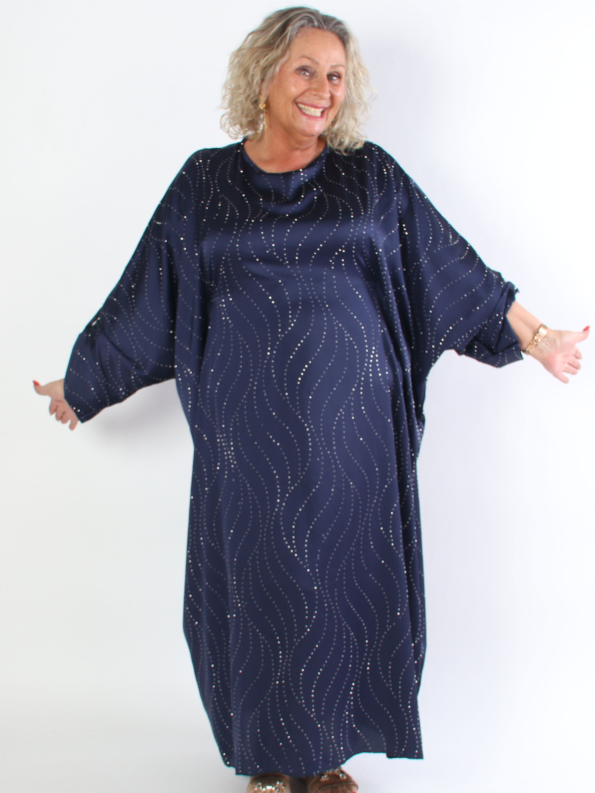 Winnie - Lång elegant plus size tunikaklänning med strass