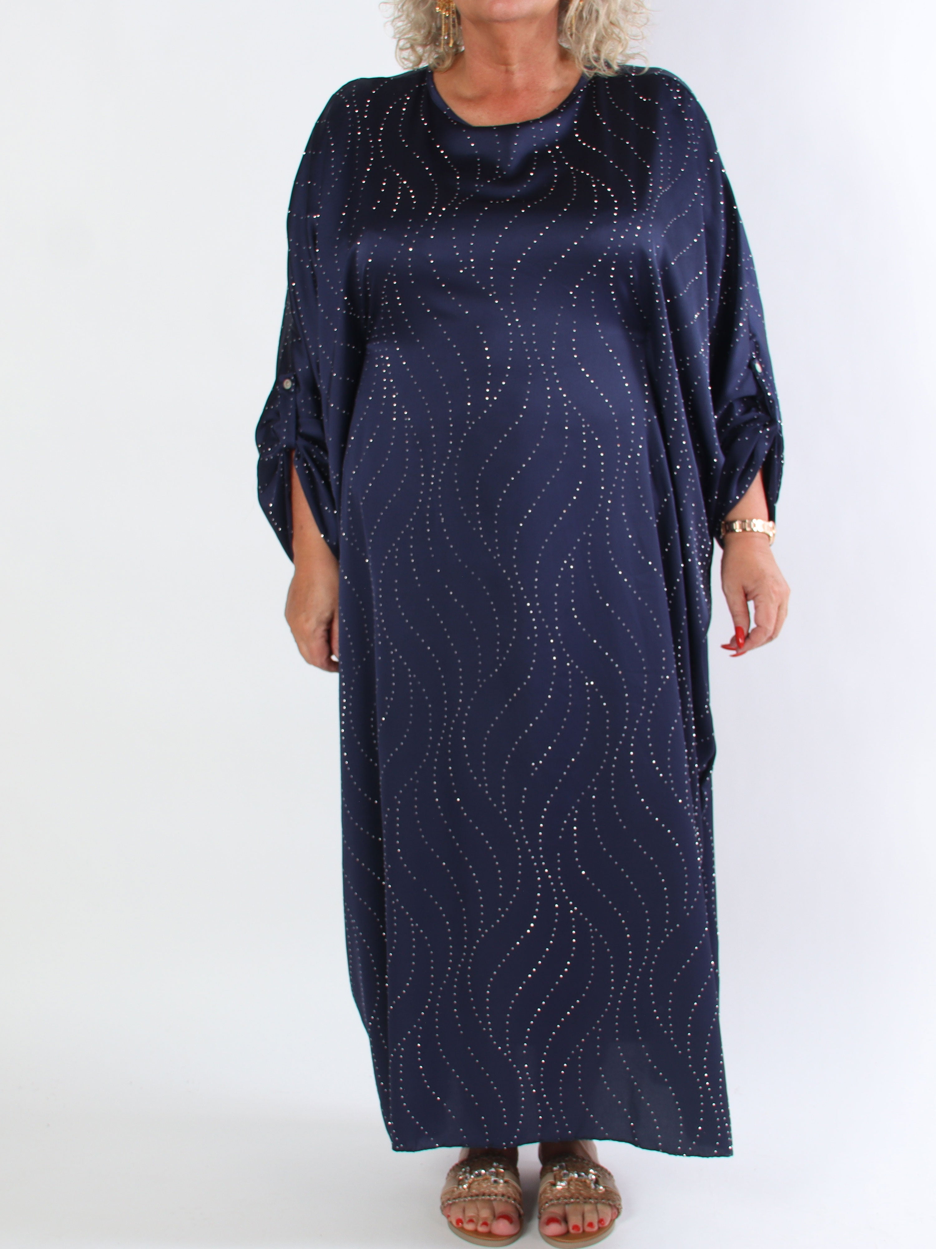 Winnie - Lång elegant plus size tunikaklänning med strass