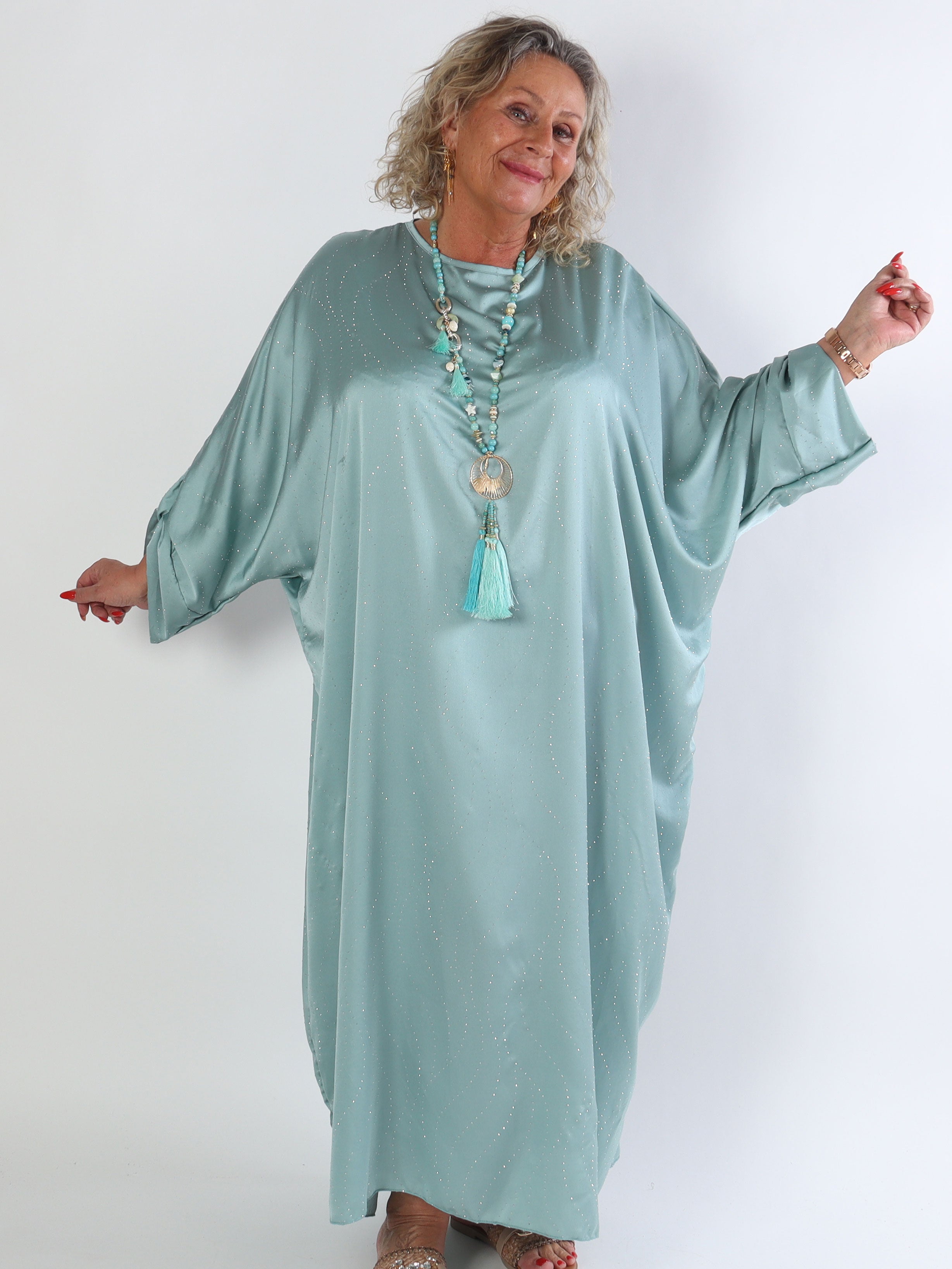 Winnie - Lång elegant plus size tunikaklänning med strass