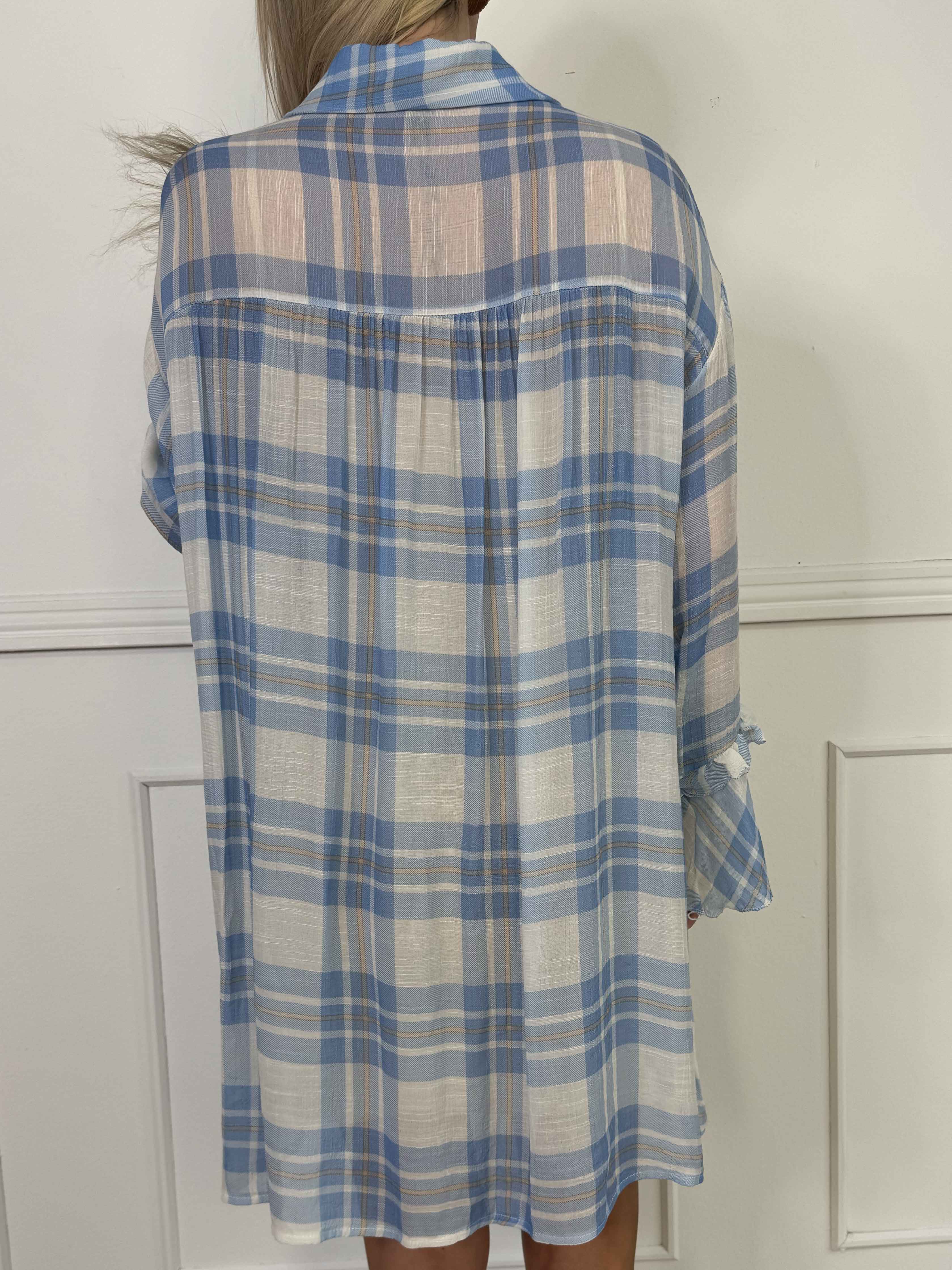 Yanira - Ternet tunikakjole i viskose med fine flæser