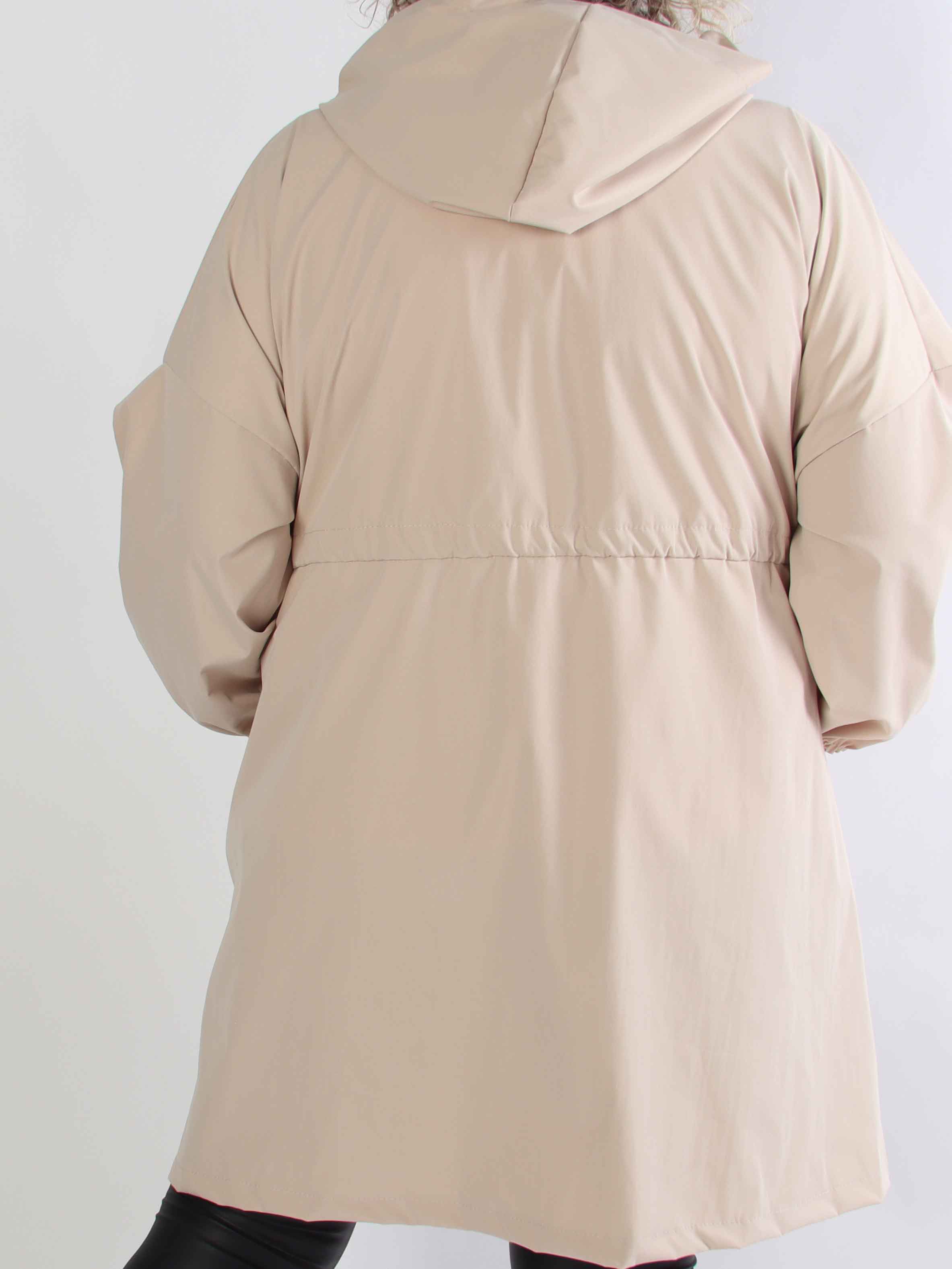 Yvonne - Let plus size overgangsjakke med hætte og elastik i taljen