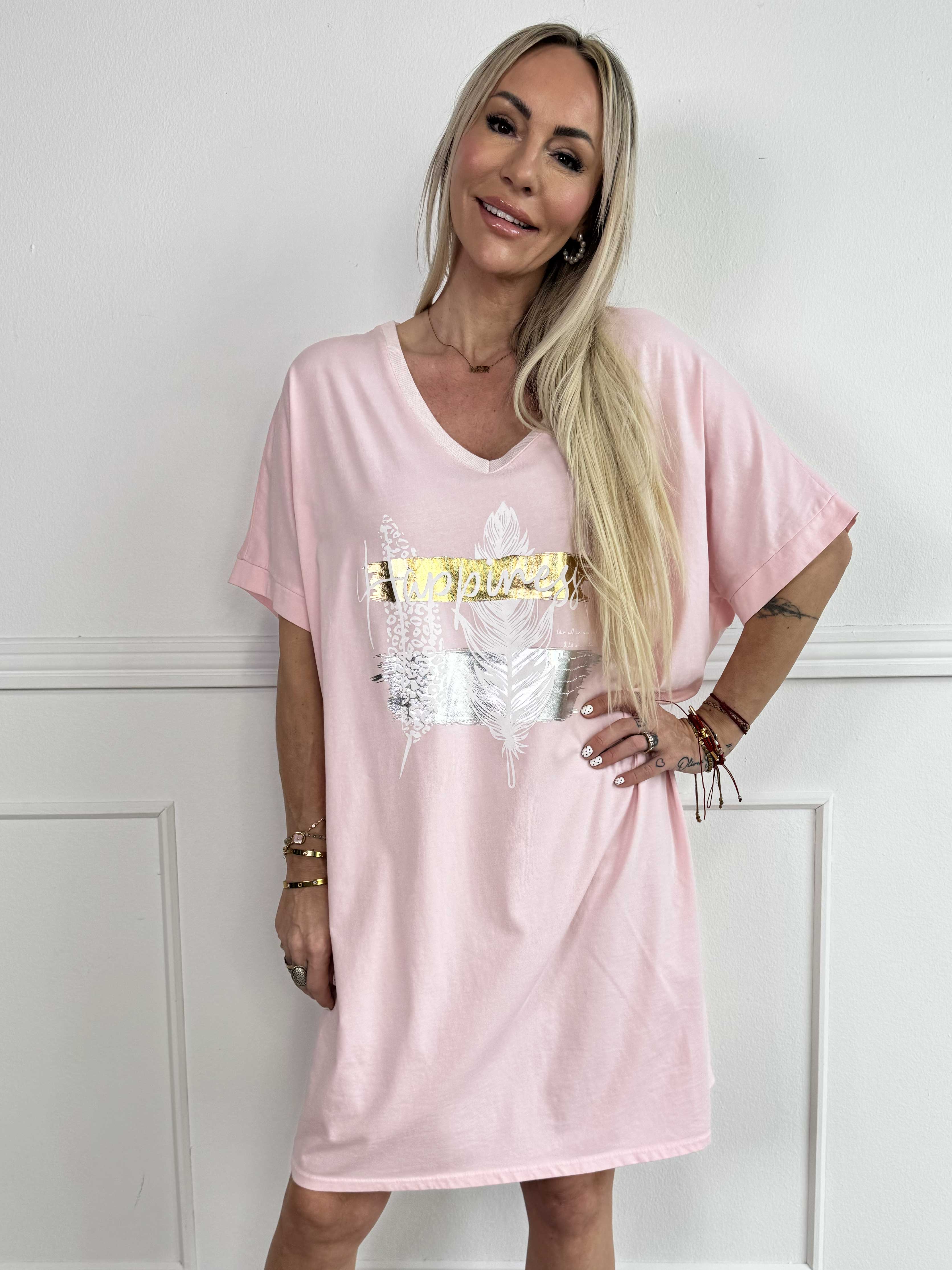 Alana - T-shirtkjole i bomuld med fejrmotiver foran