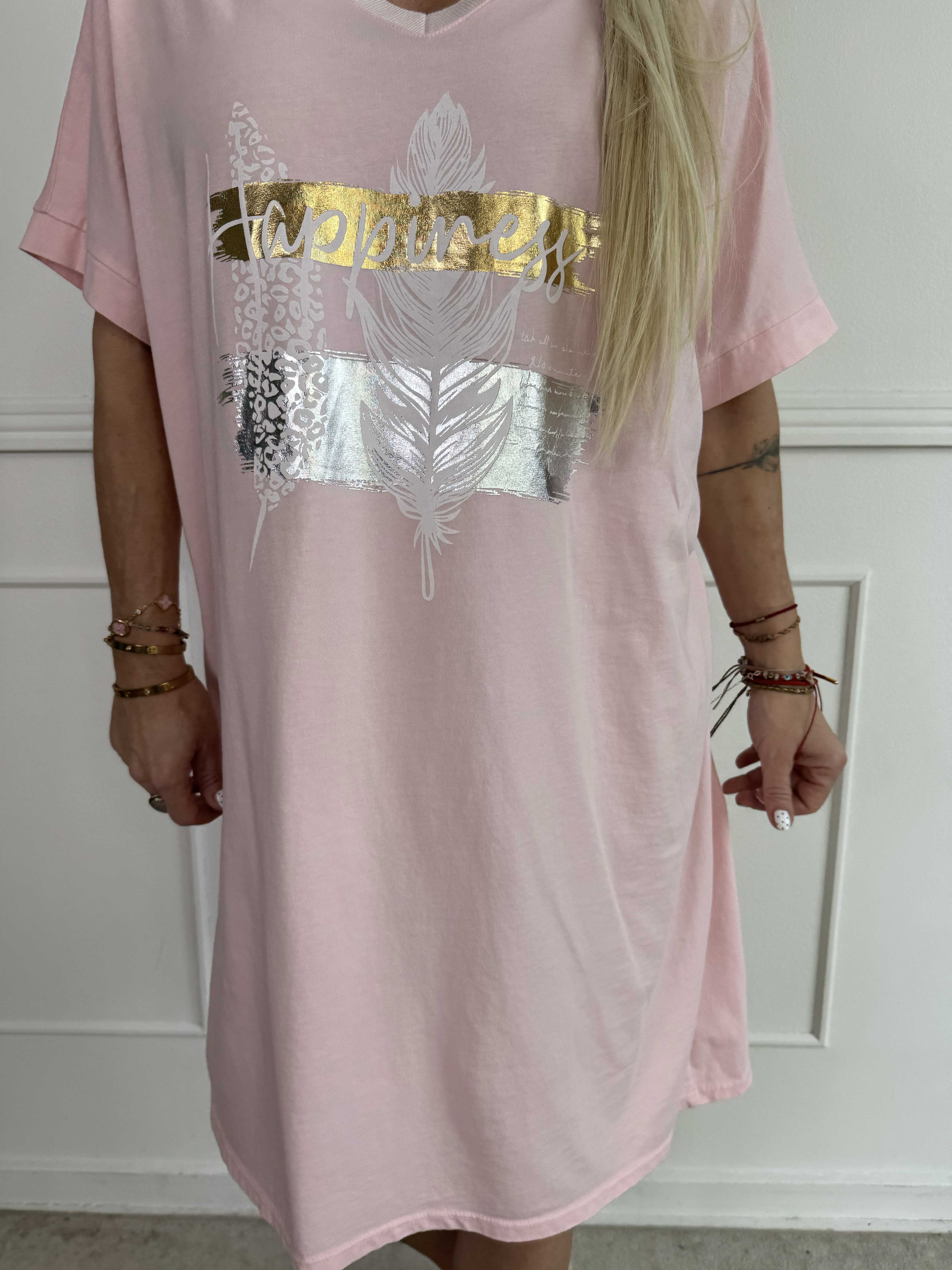 Alana - T-shirtkjole i bomuld med fejrmotiver foran