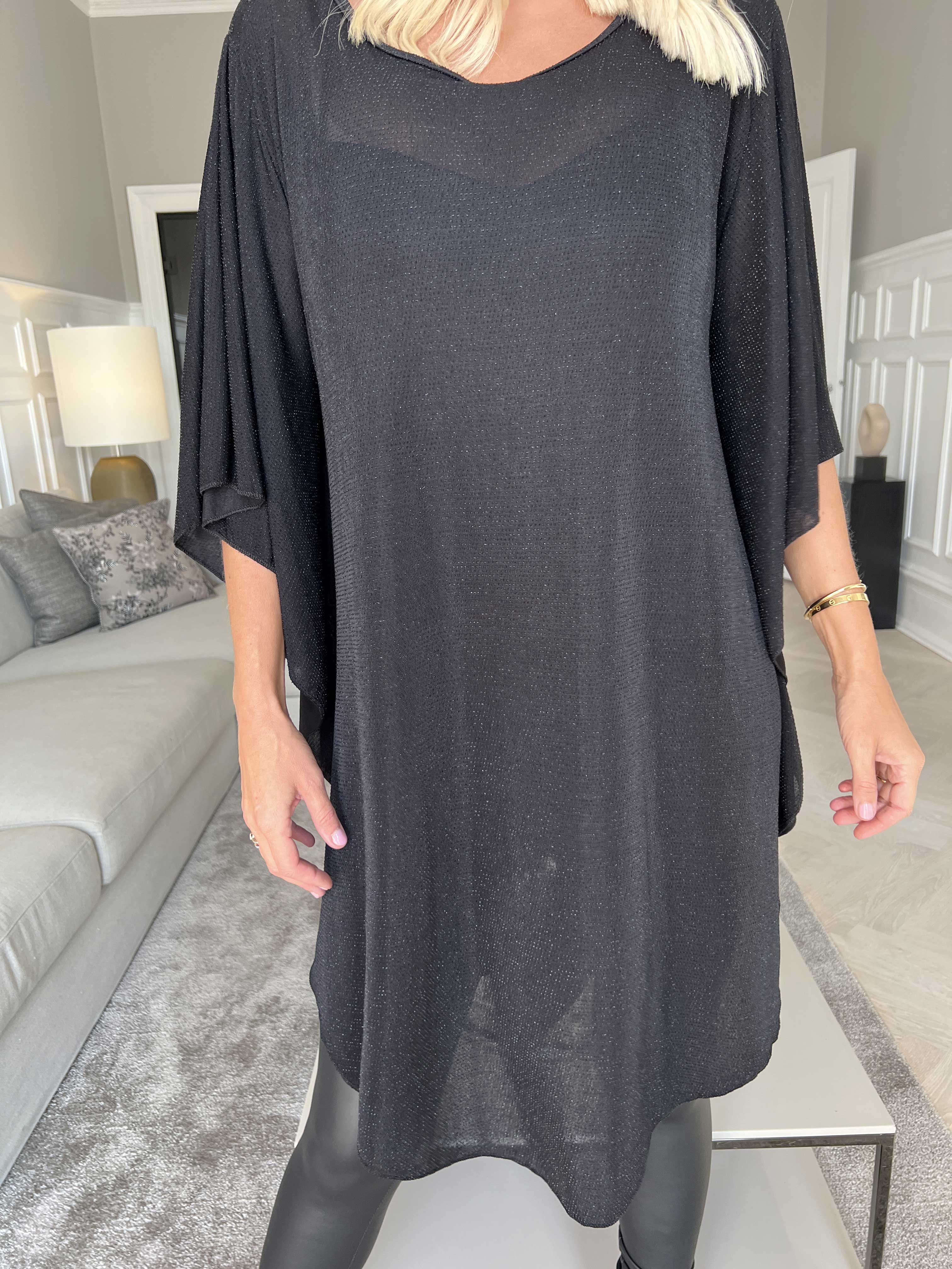 Almira Glitter - Tunikaklänning med glittertråd och lösa ärmar