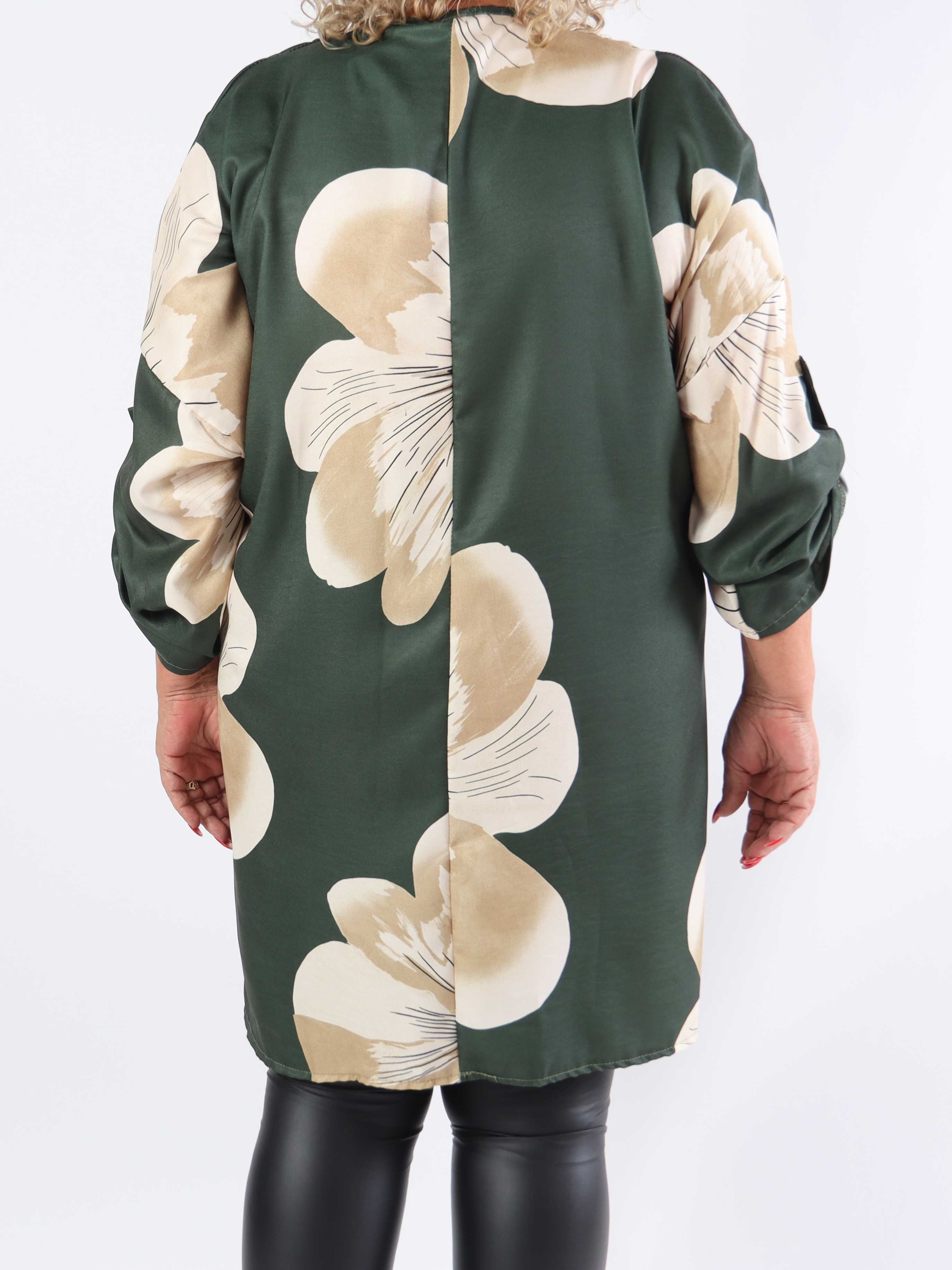 Aya L/S - Plus size-klänning i viskos med blommor