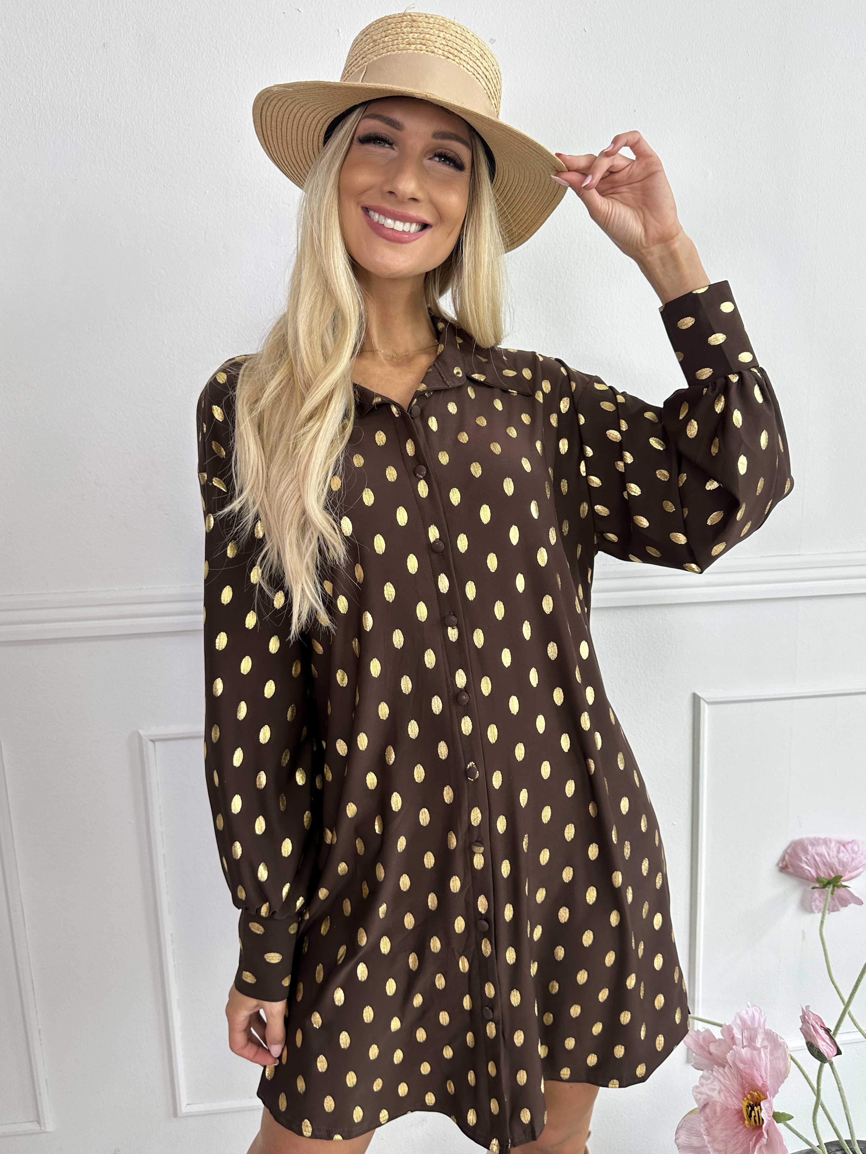 Belinda - Skjortekjole detaljeret med guld dutter