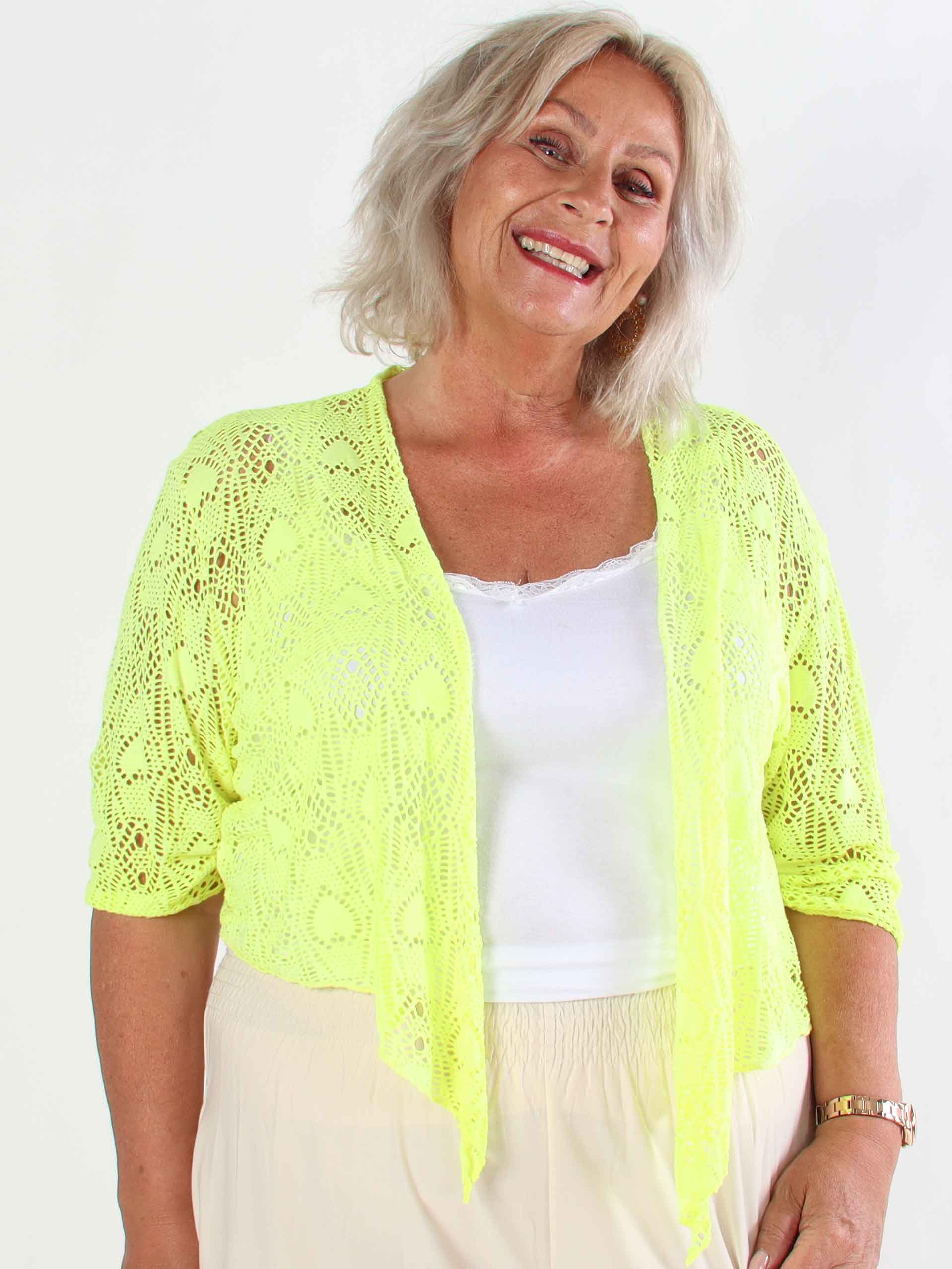 Cassiopea - Let plus size cardigan i viskose med hulmønster