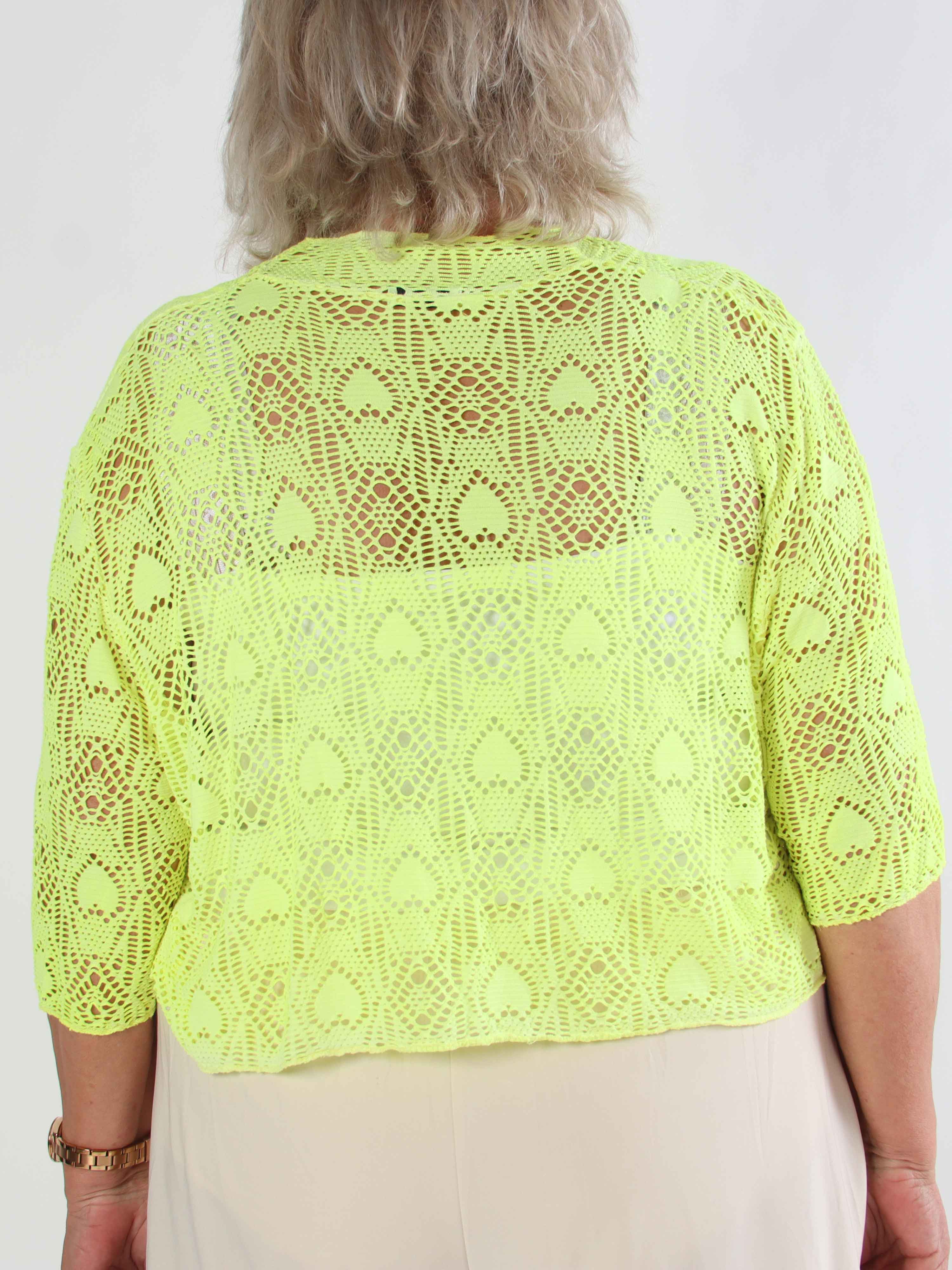 Cassiopea - Let plus size cardigan i viskose med hulmønster