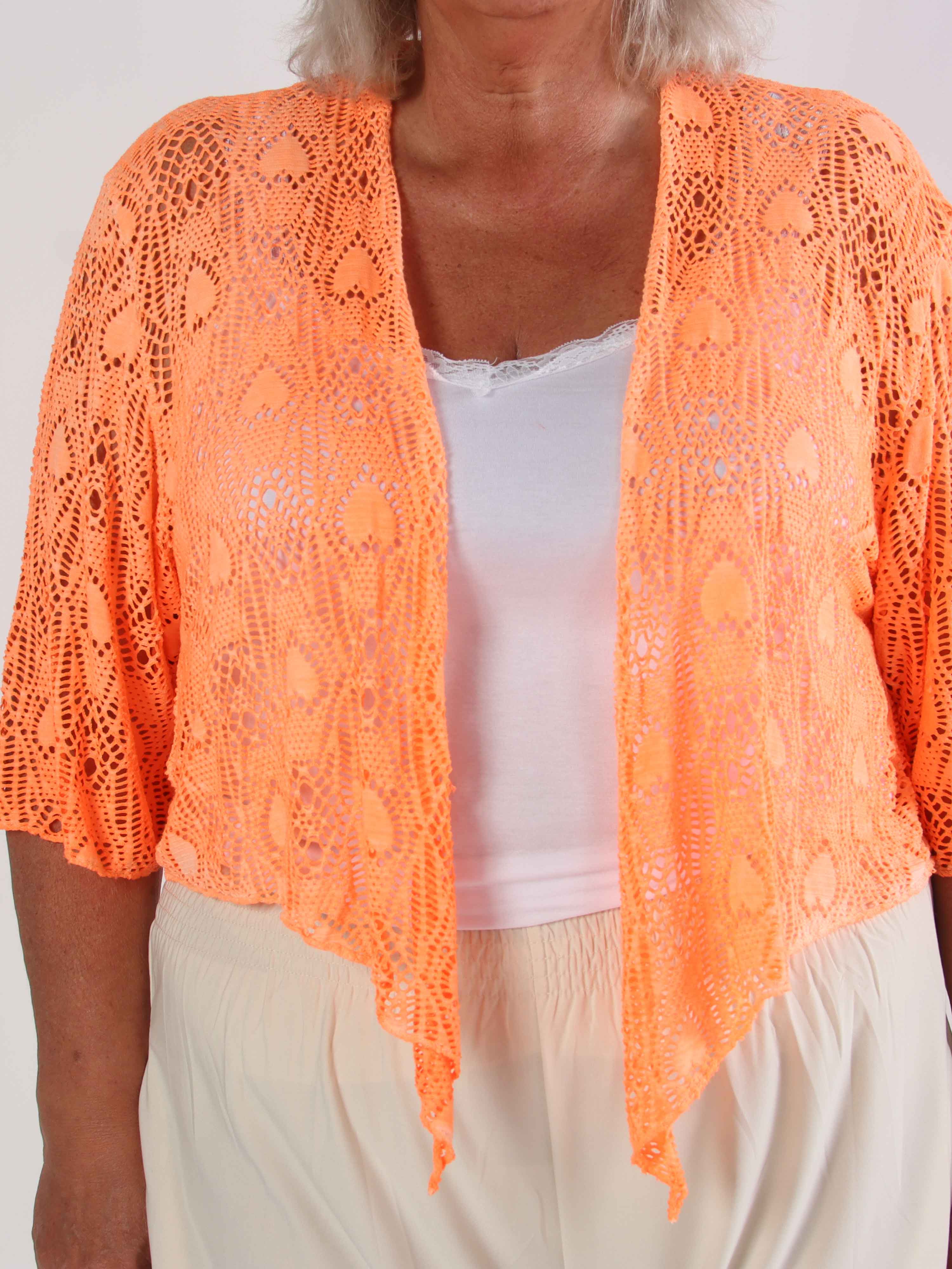 Cassiopea - Let plus size cardigan i viskose med hulmønster