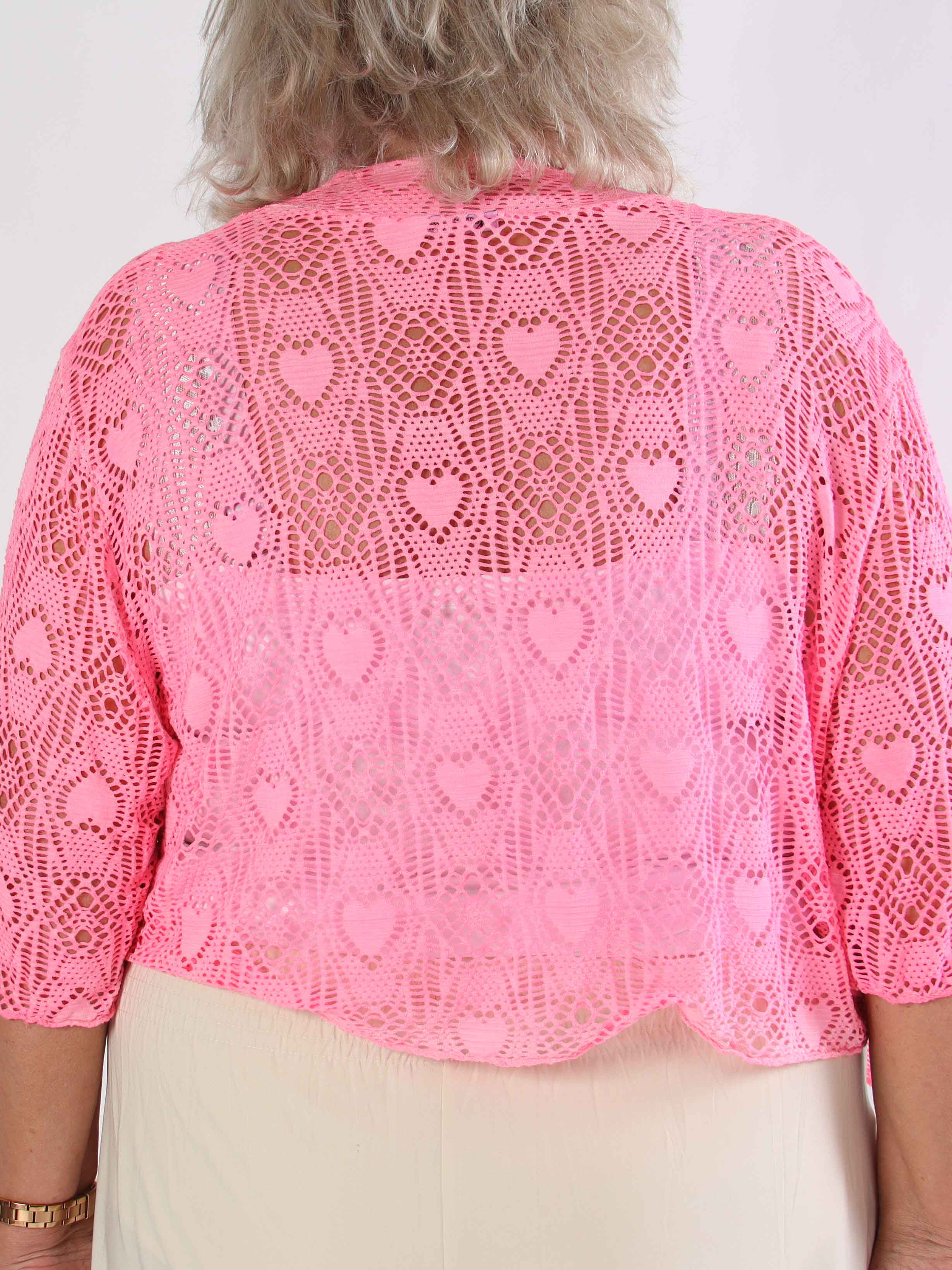 Cassiopea - Let plus size cardigan i viskose med hulmønster