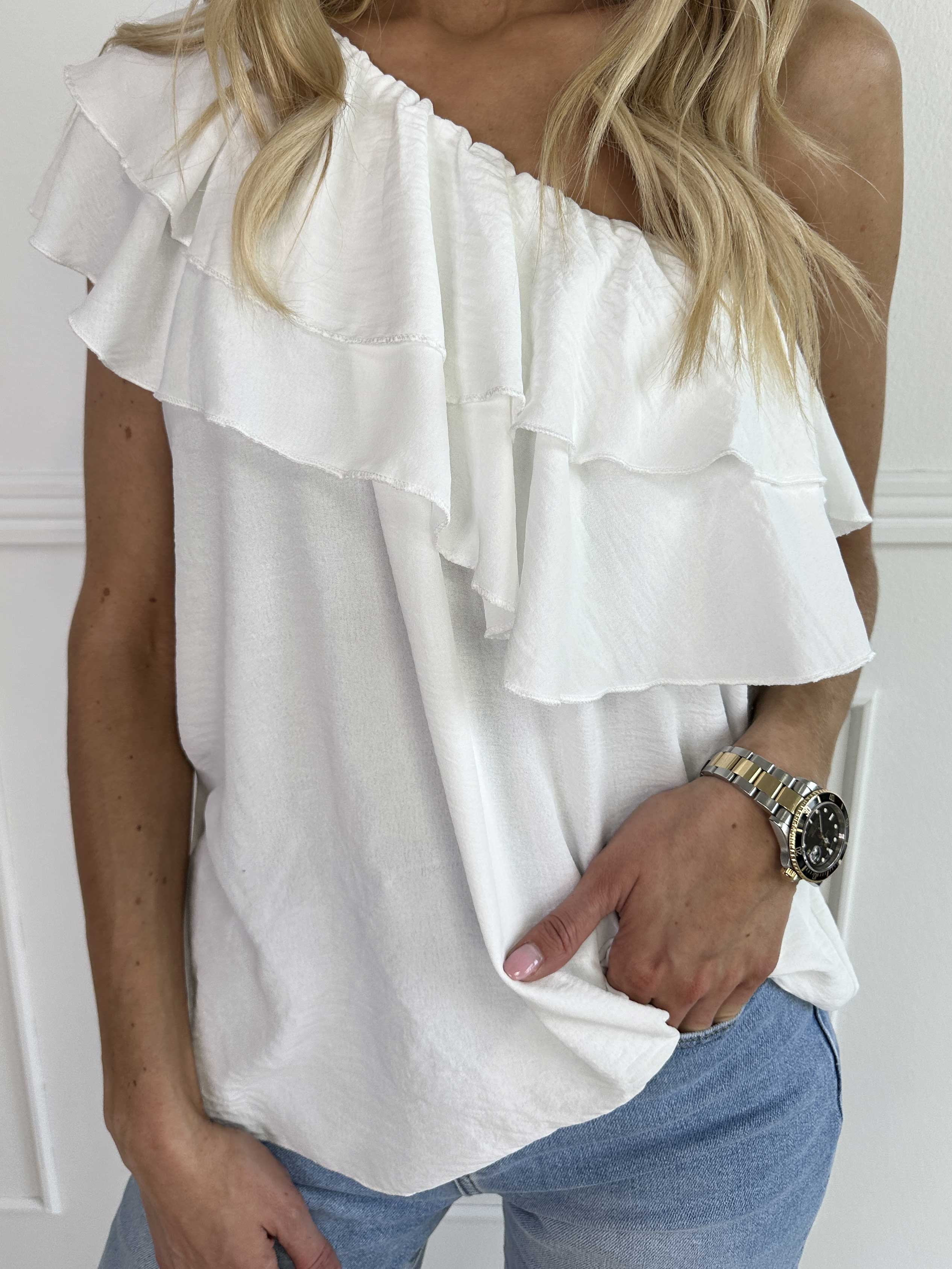 Catelyn Top - Söt one shoulder topp med volanger