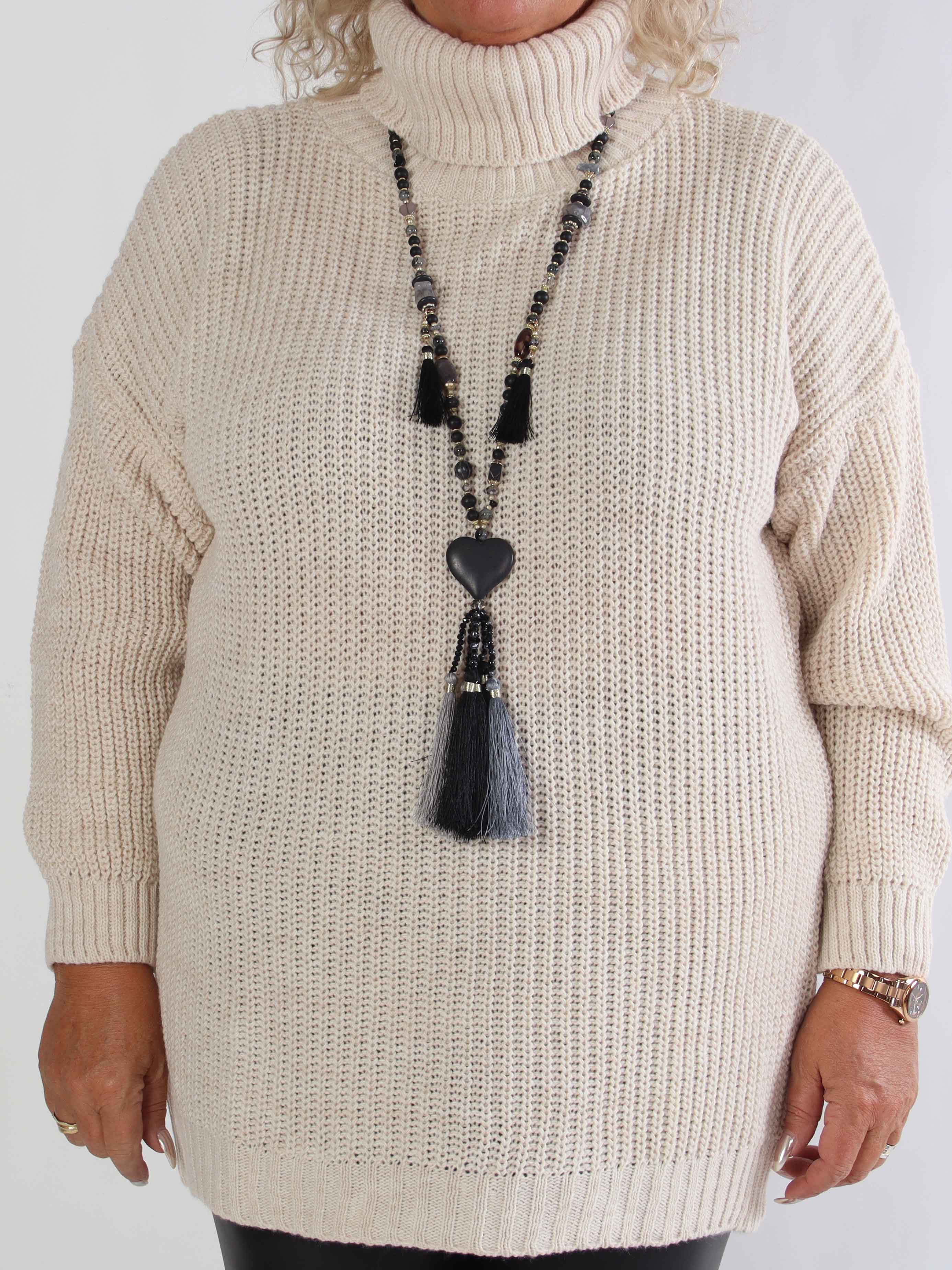 Cindy - Enfärgad mysig stickad plus size tröja med polokrage