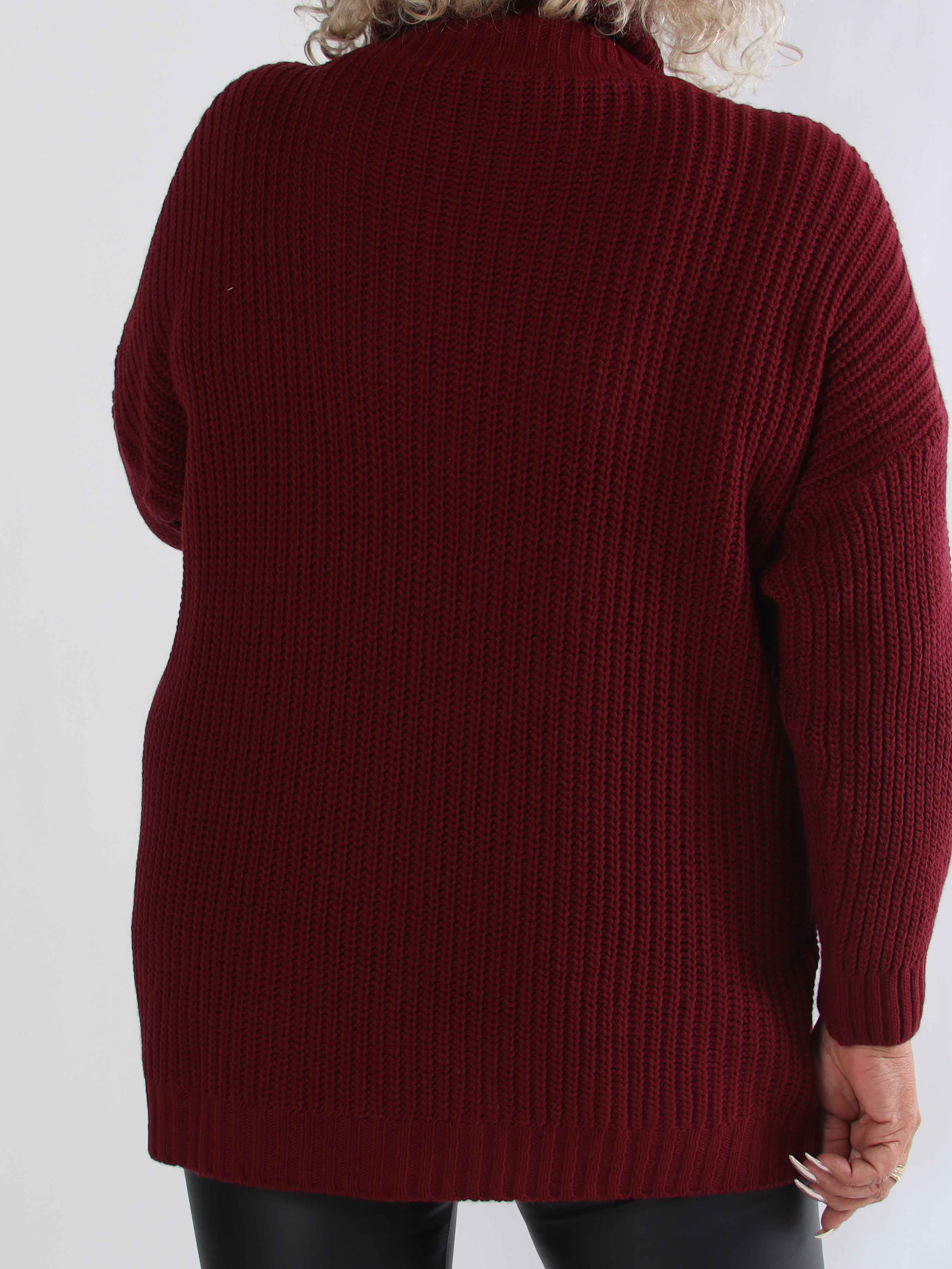 Cindy - Enfärgad mysig stickad plus size tröja med polokrage