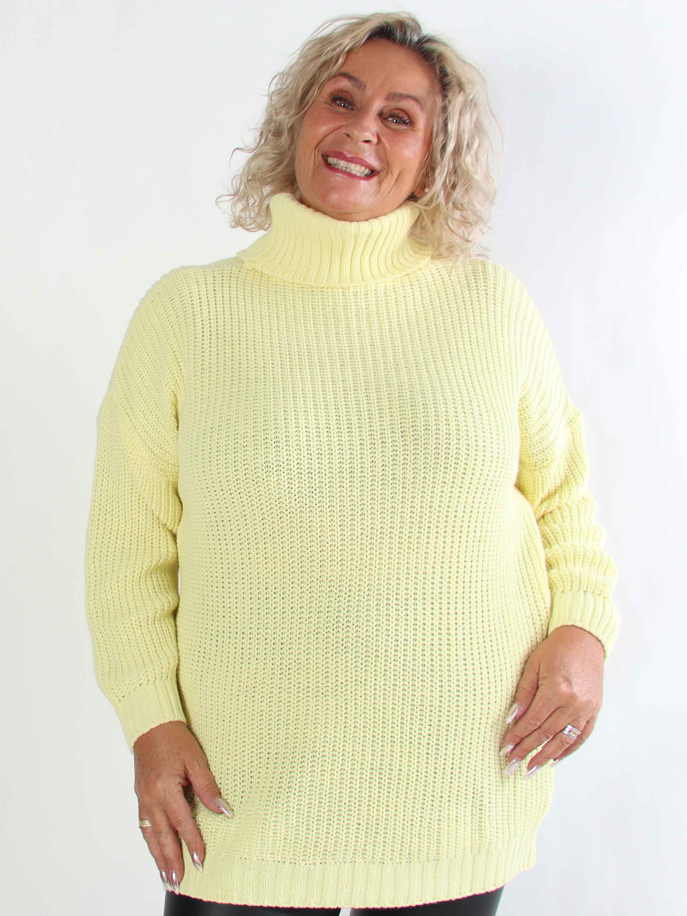 Cindy - Enfärgad mysig stickad plus size tröja med polokrage