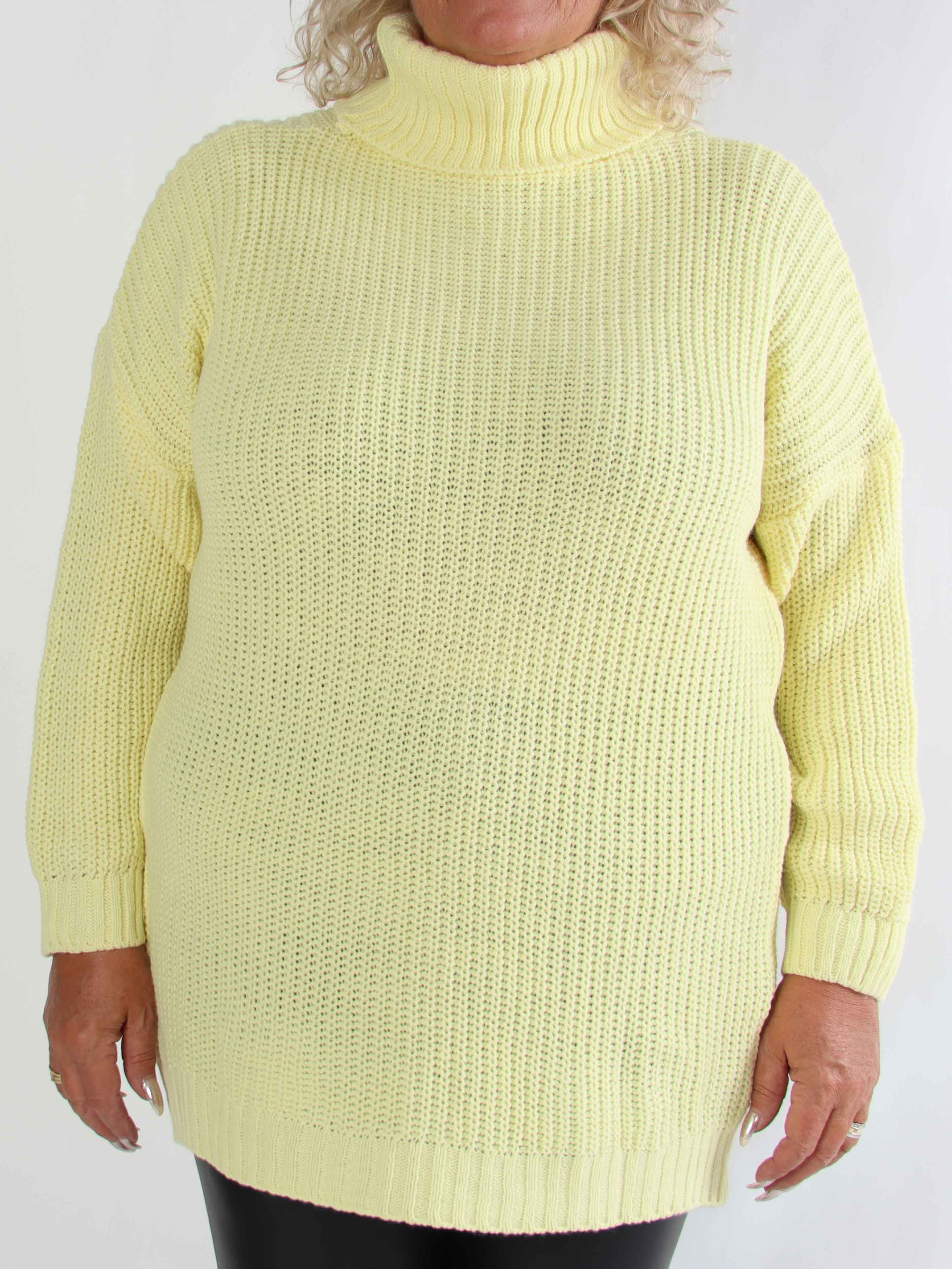 Cindy - Enfärgad mysig stickad plus size tröja med polokrage