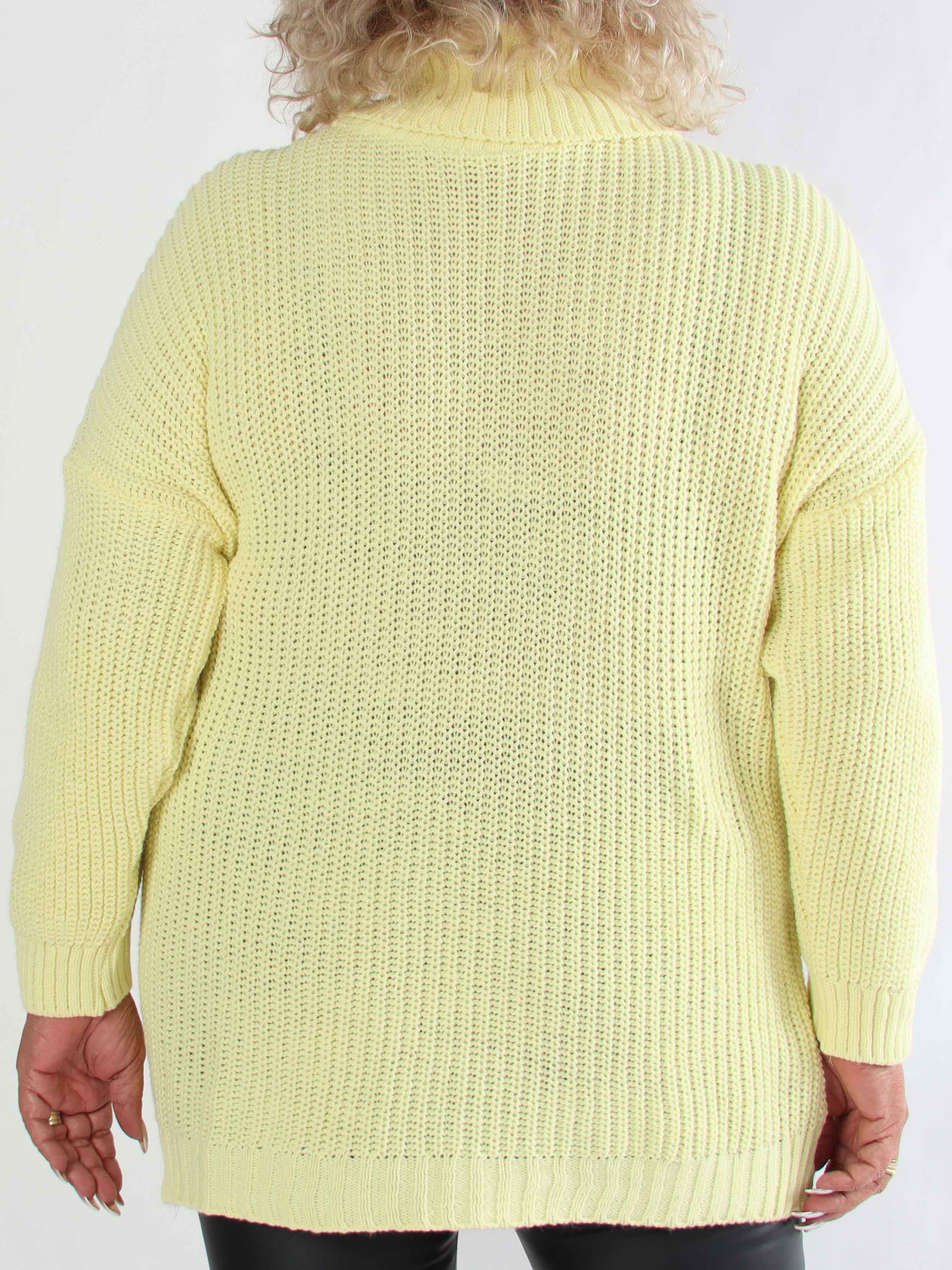 Cindy - Enfärgad mysig stickad plus size tröja med polokrage