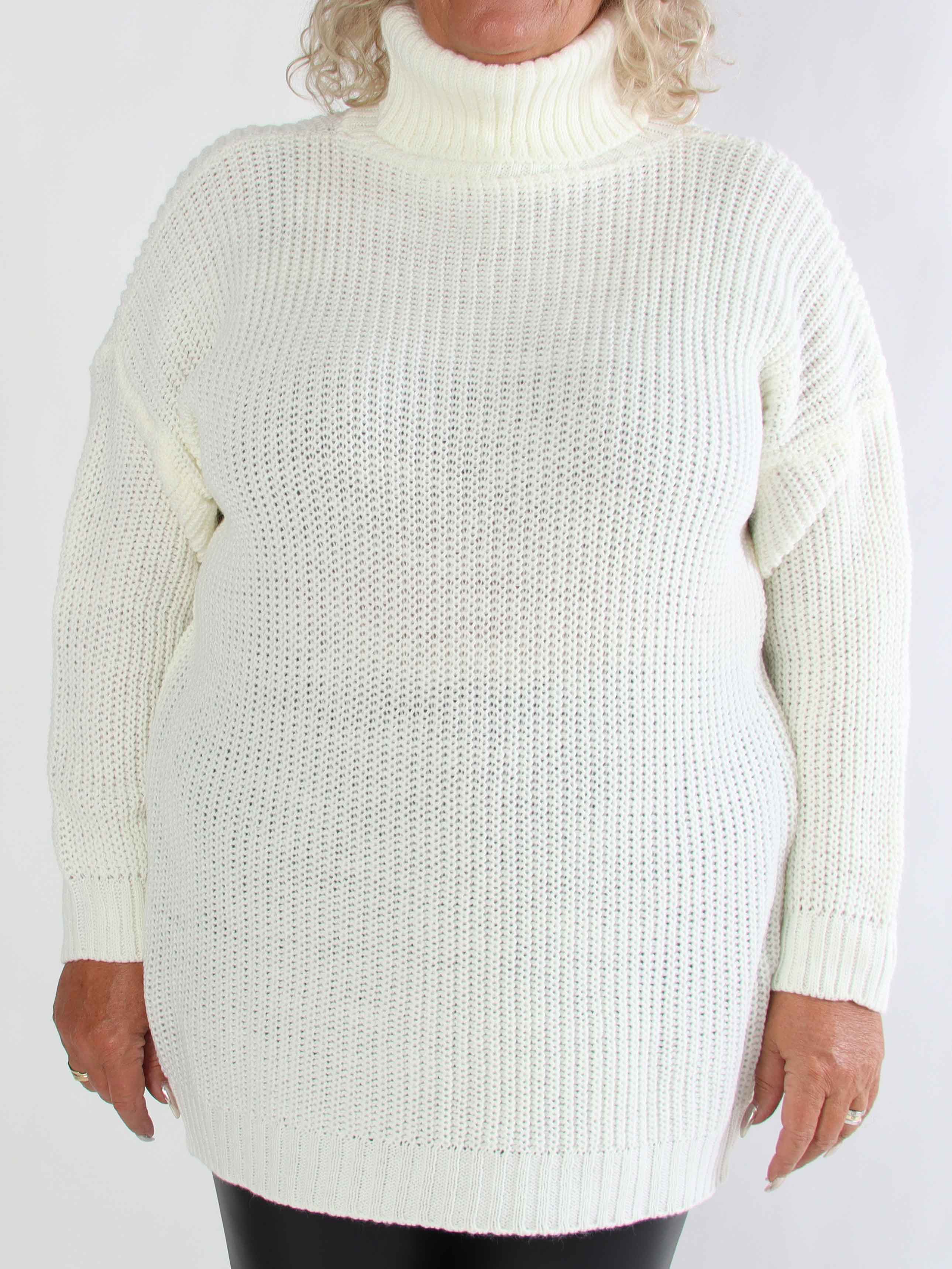 Cindy - Enfärgad mysig stickad plus size tröja med polokrage