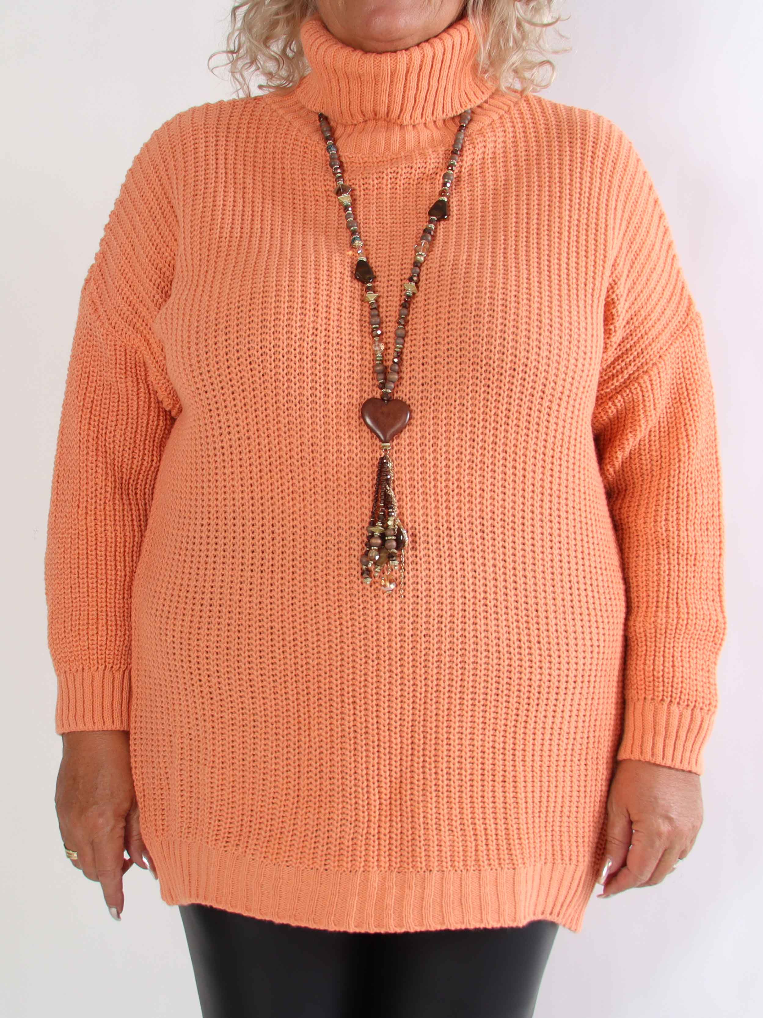 Cindy - Enfärgad mysig stickad plus size tröja med polokrage