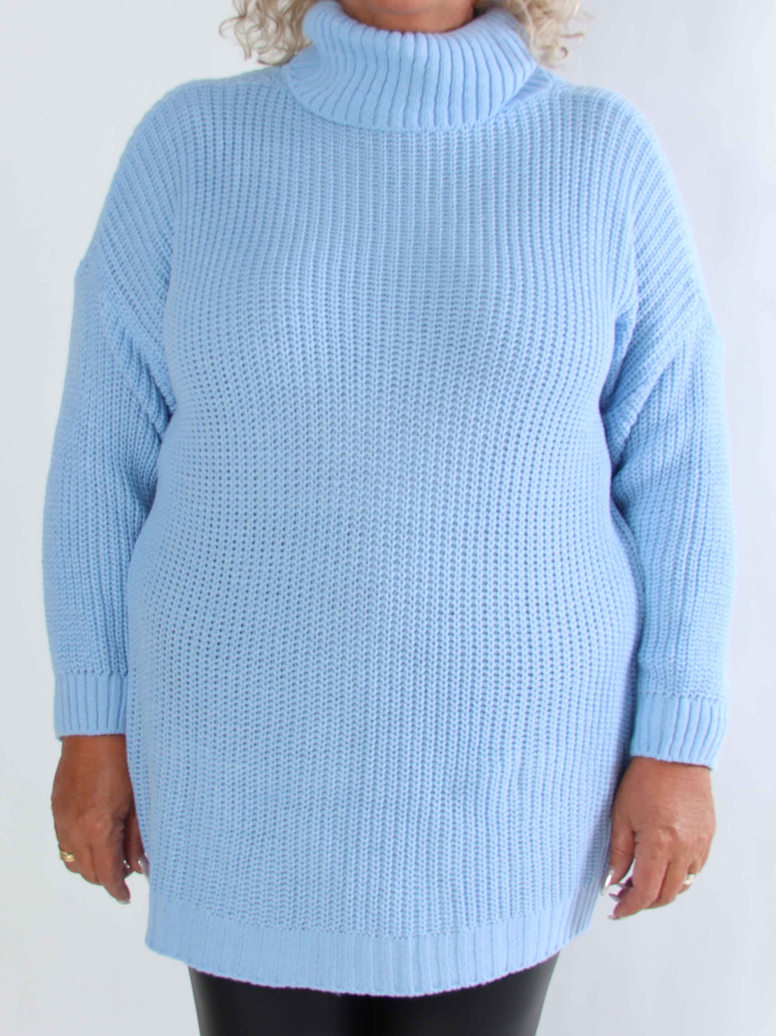 Cindy - Enfärgad mysig stickad plus size tröja med polokrage