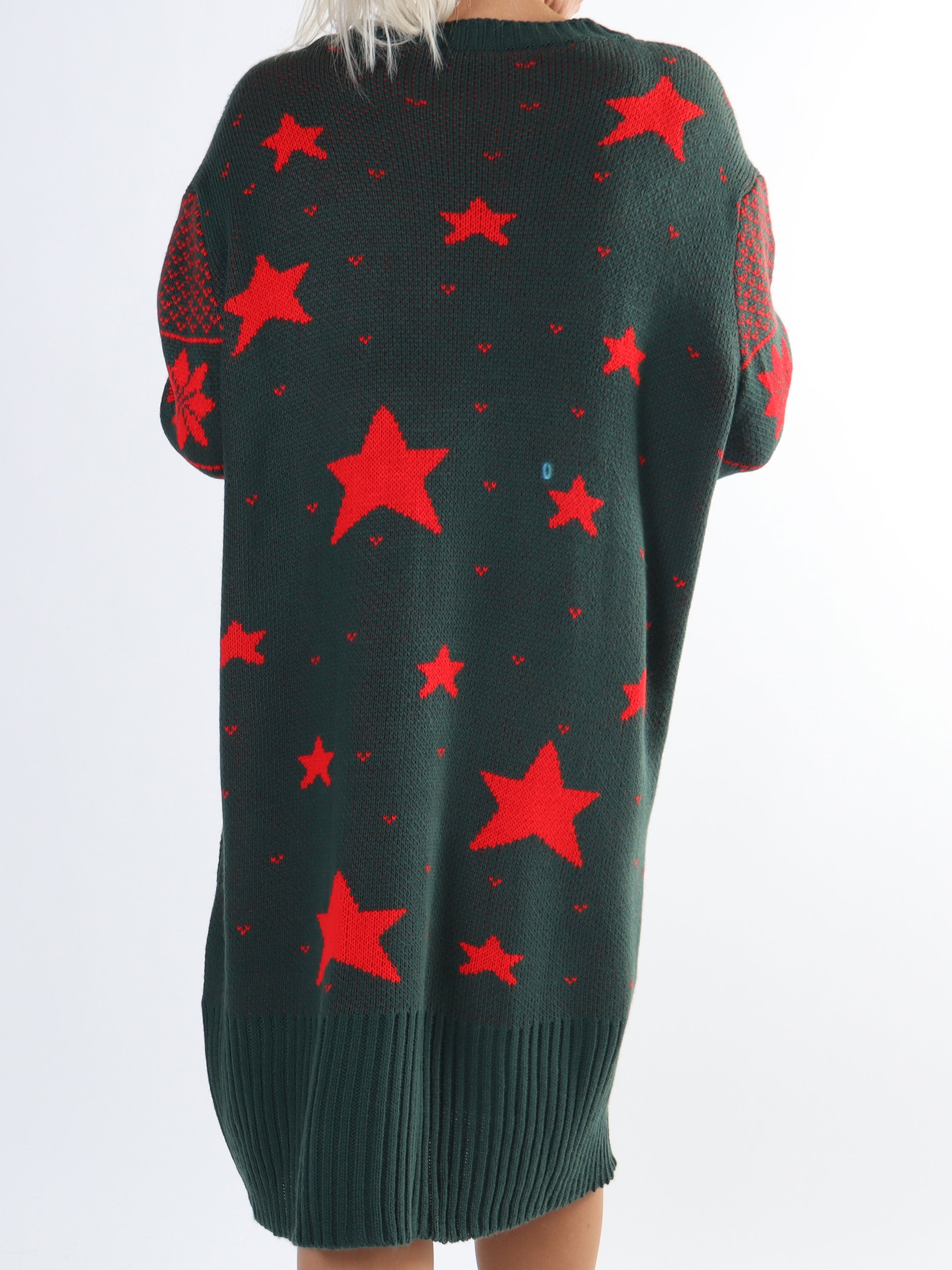 Christmas - Stickad julklänning i plus size med stående 