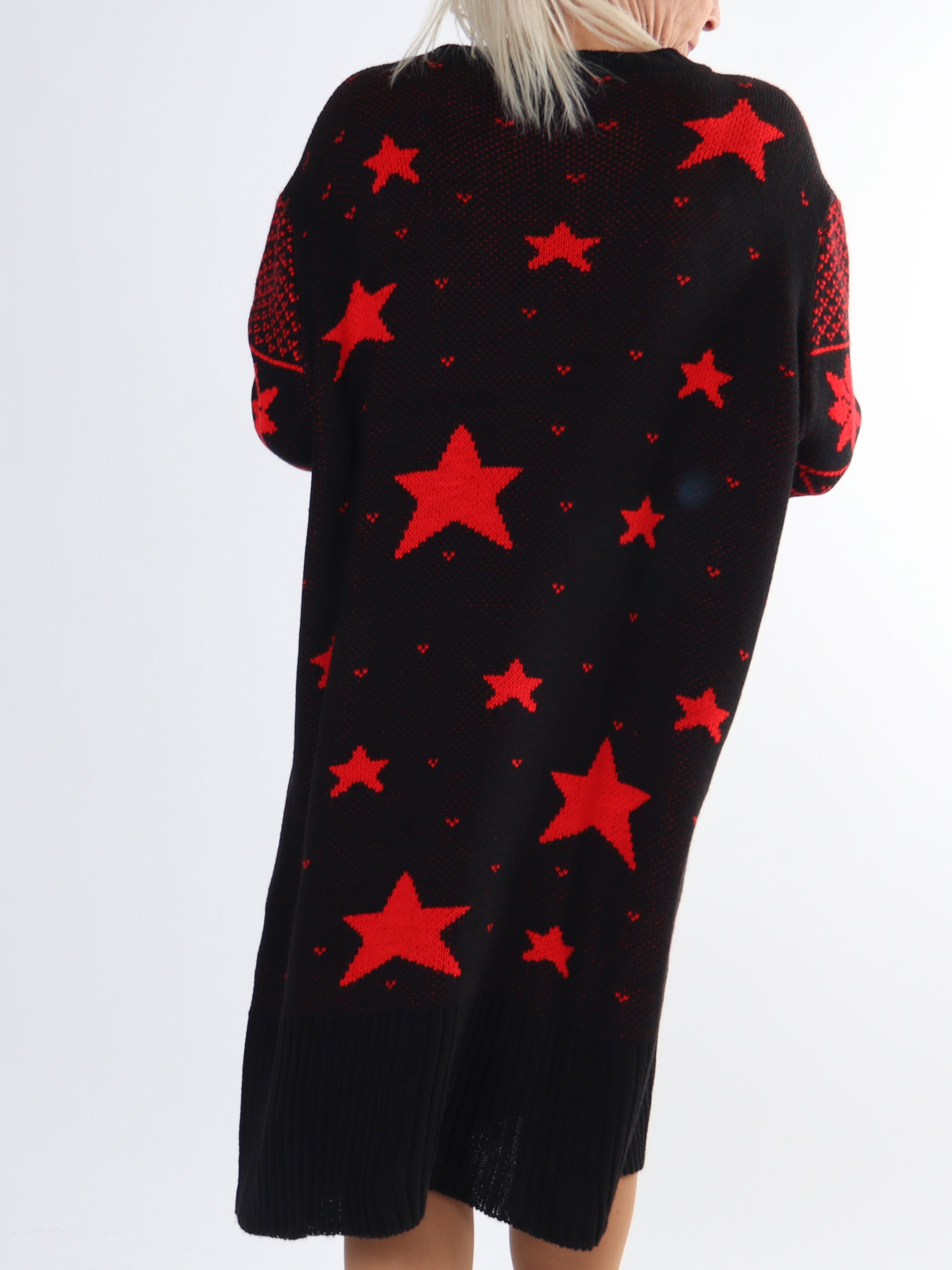 Christmas - Stickad julklänning i plus size med stående 