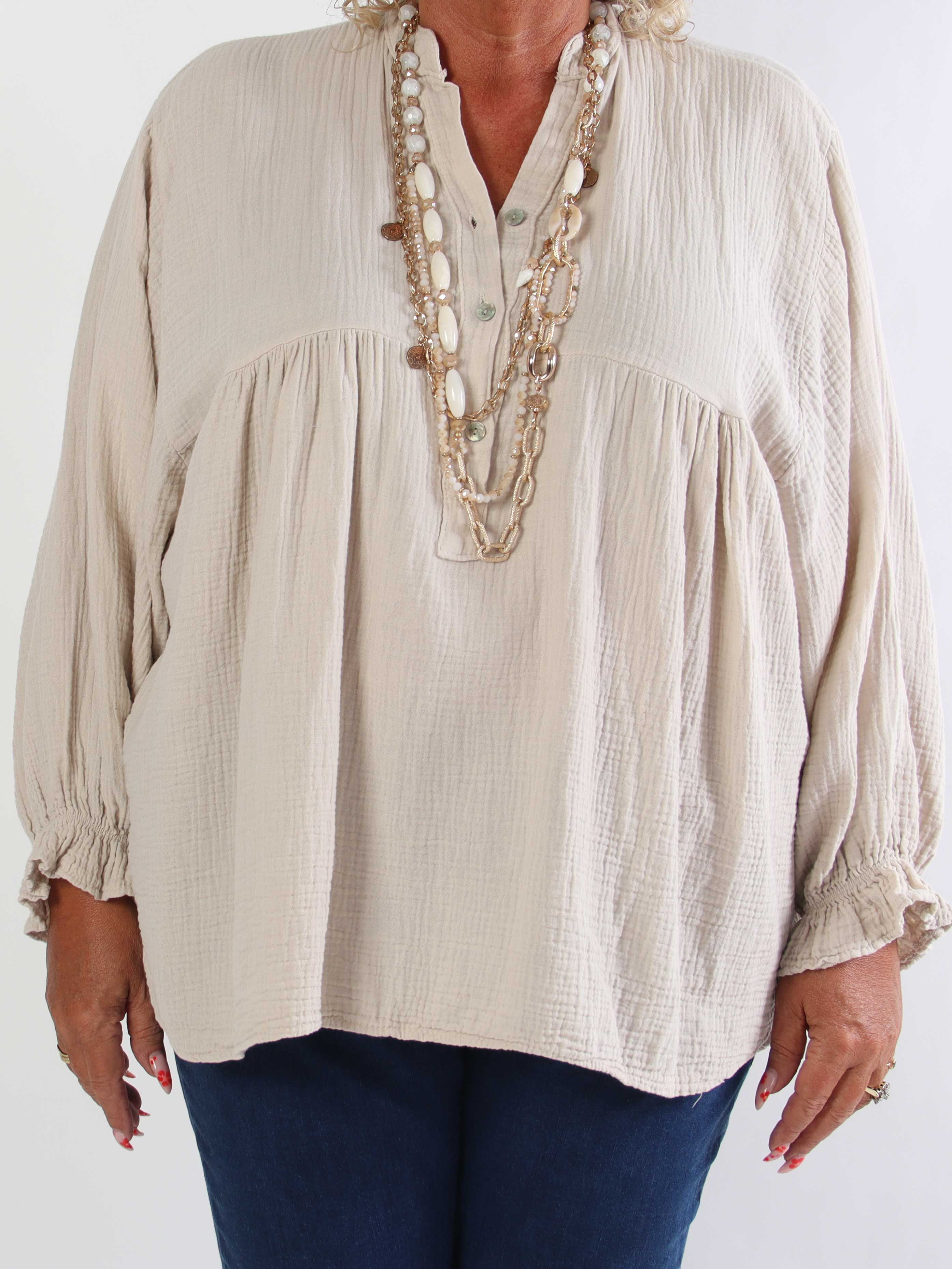 Diva Plain – Enfärgad plus size tunika i mjuk bomullsmuslin