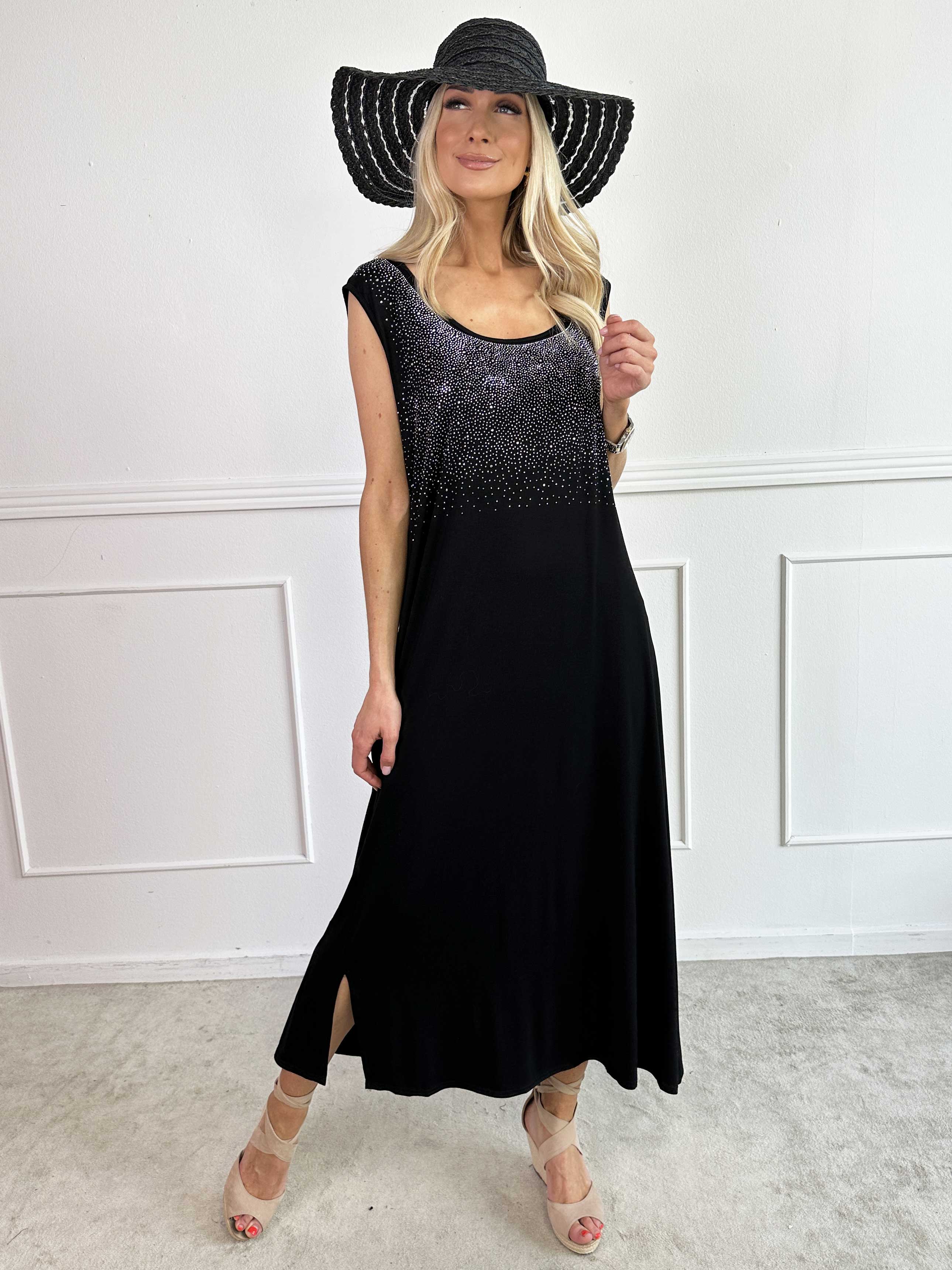 Eden - Lång mjuk klänning i viskos med strass