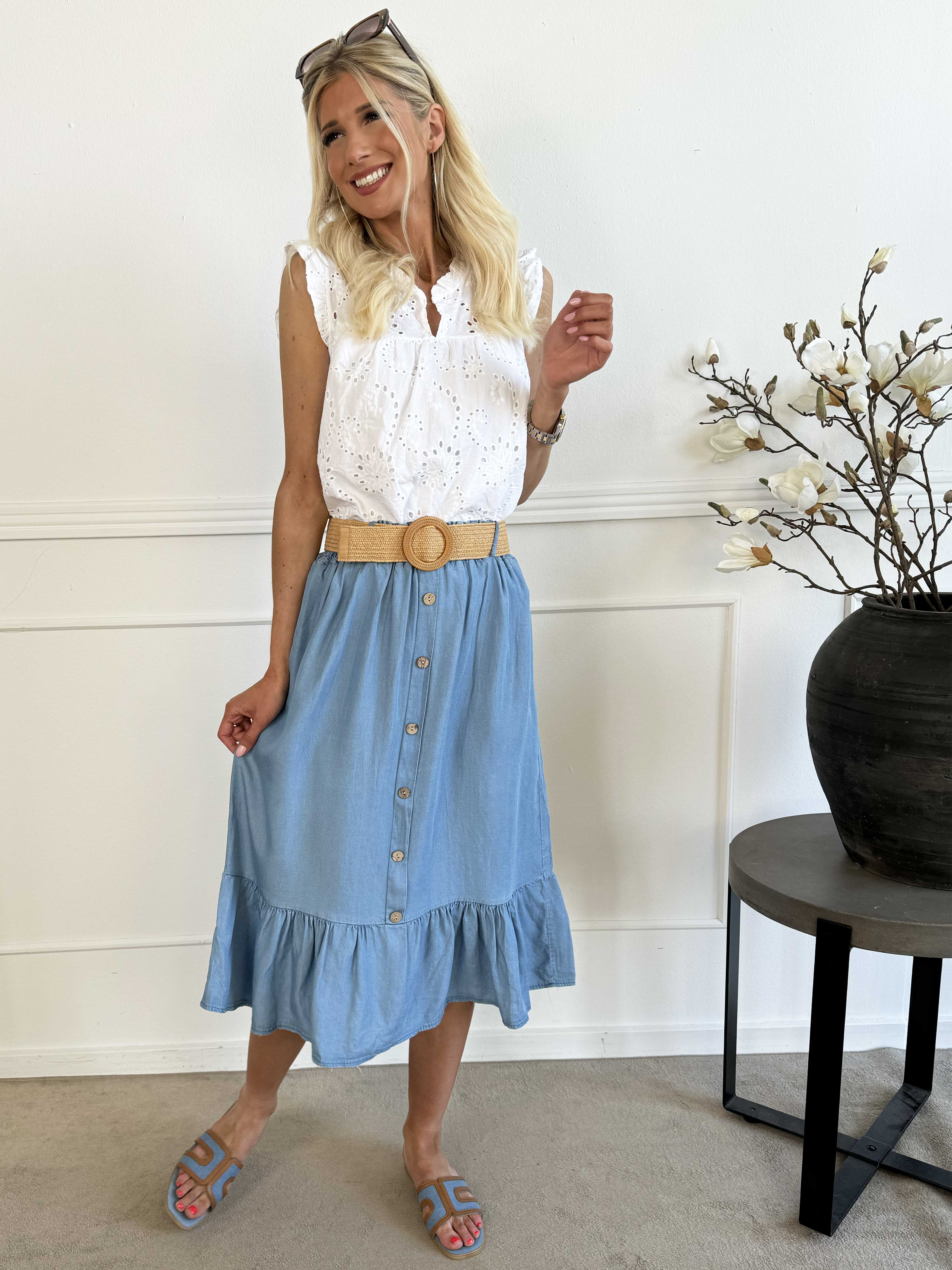 Edessa - Jeanskjol i lättviktsmaterial med bälte