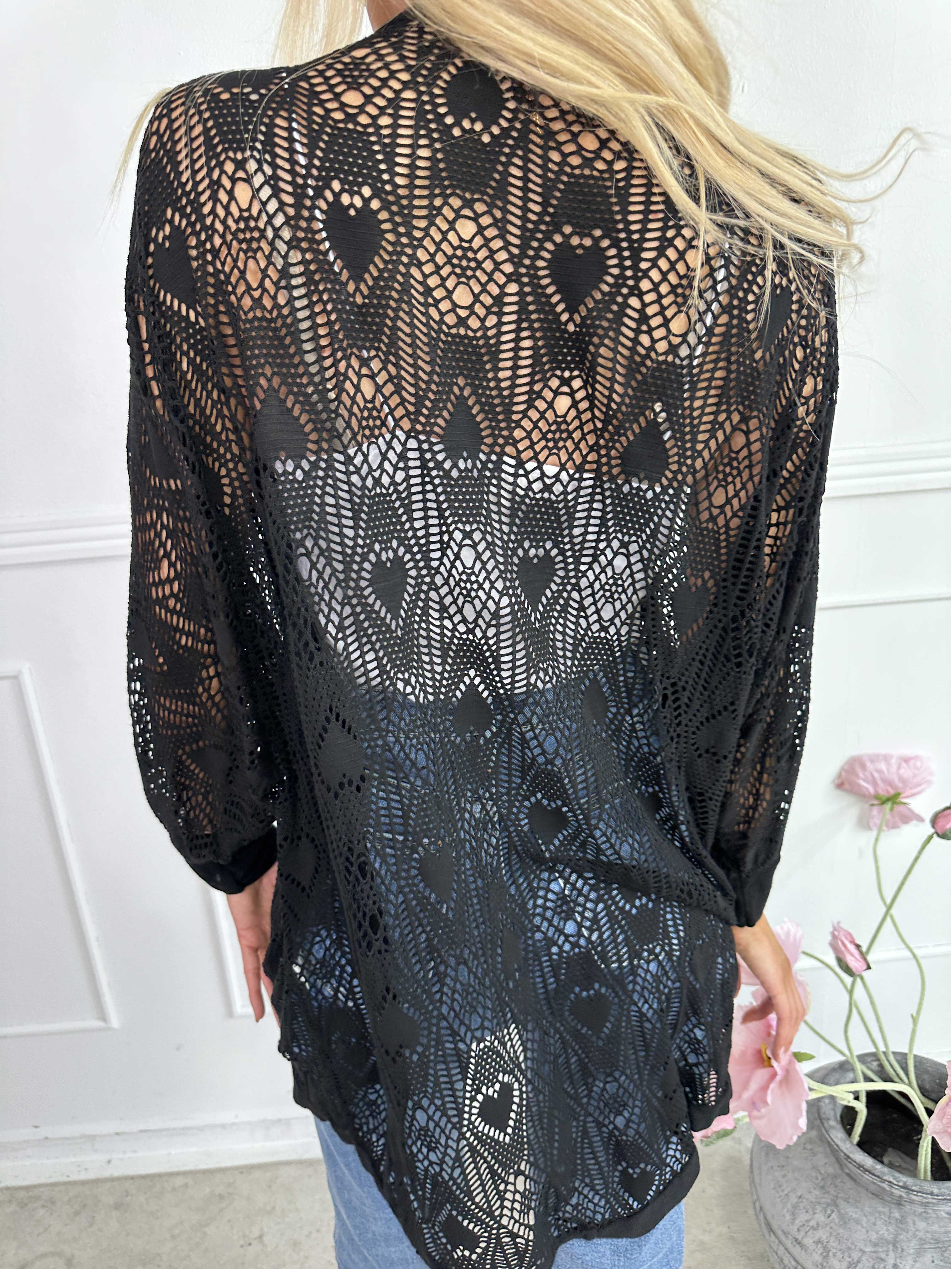 Elly Long - Lätt kofta i viskos med hålmönster