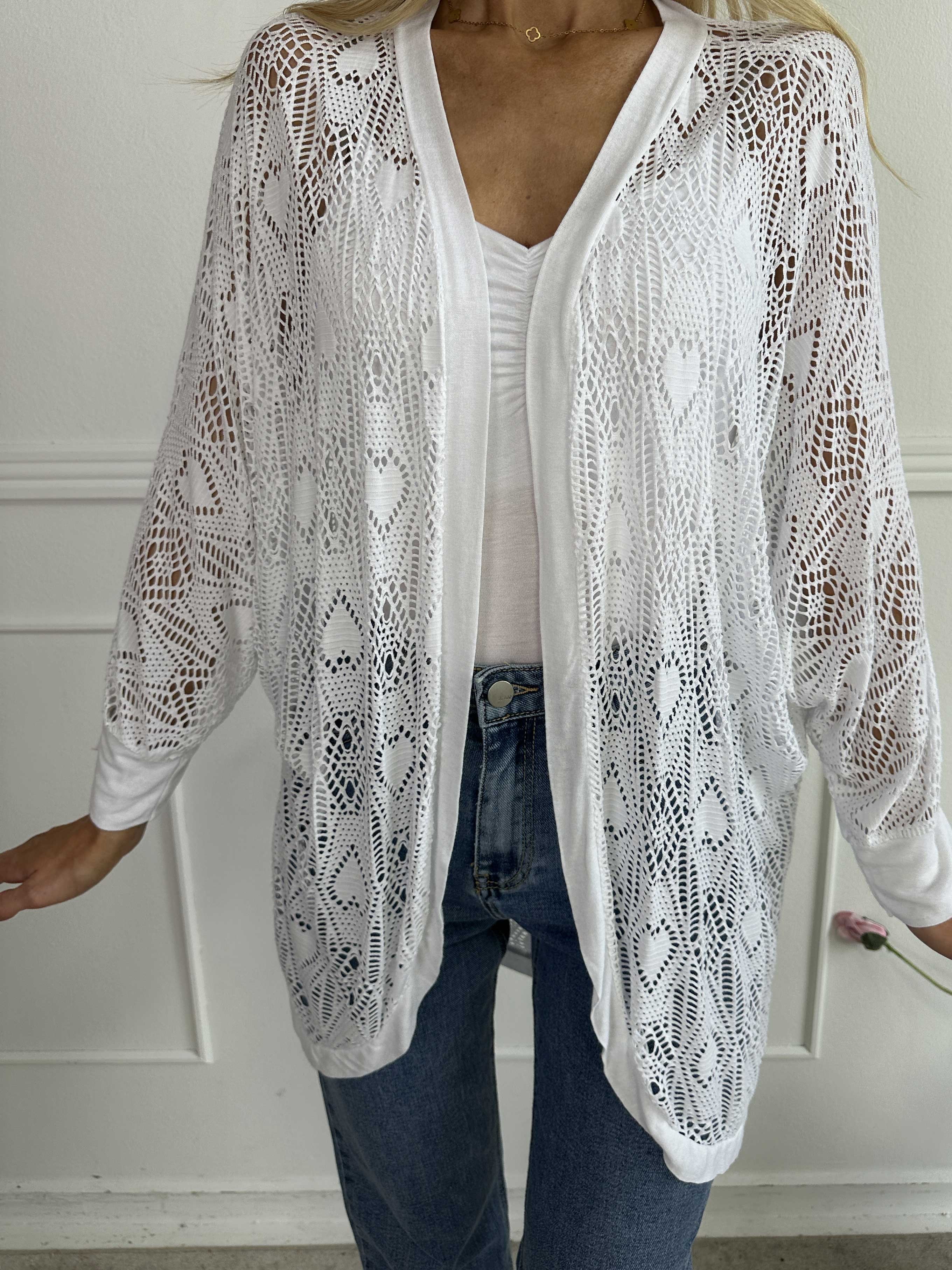 Elly Long - Lätt kofta i viskos med hålmönster