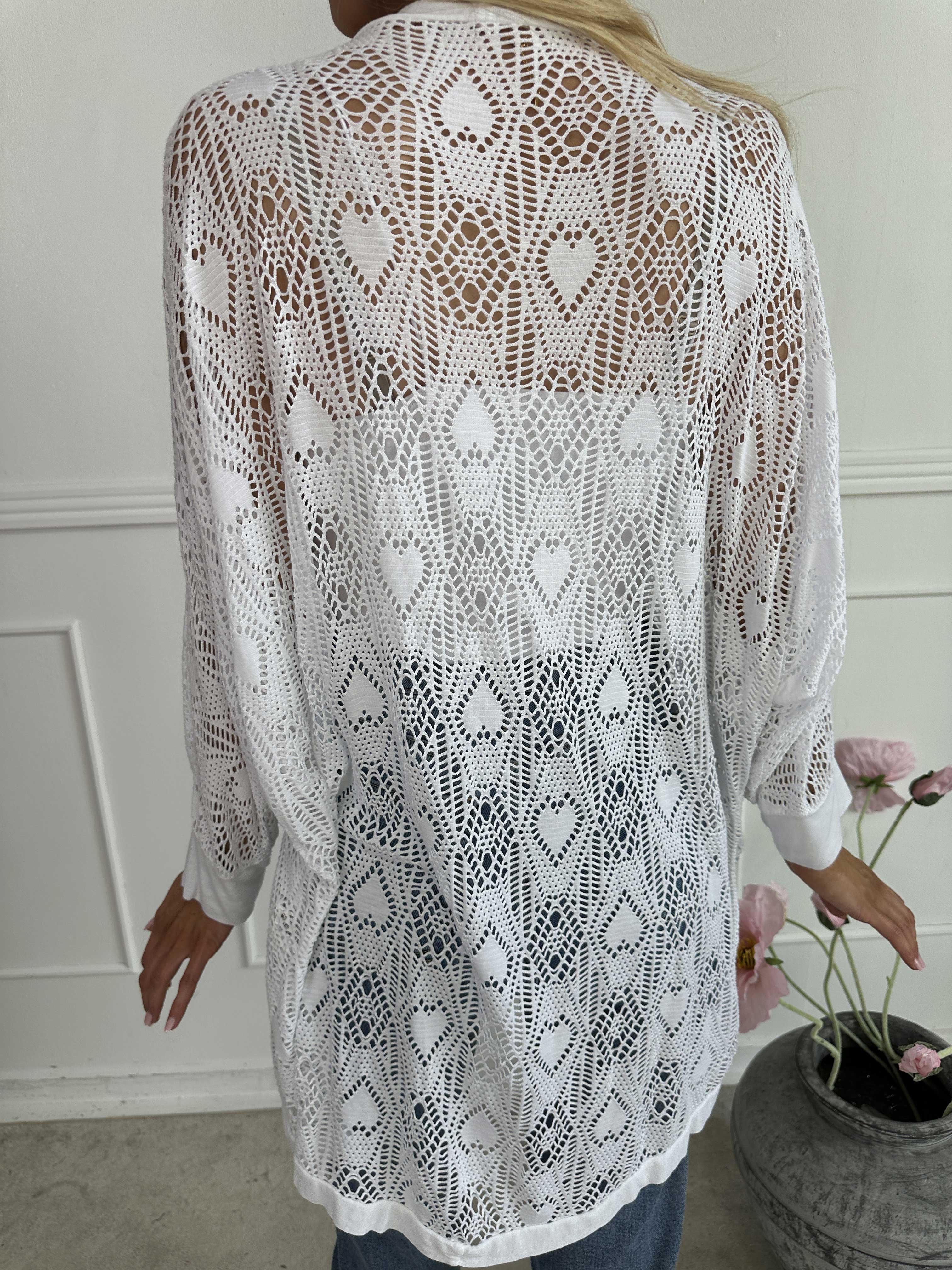 Elly Long - Lätt kofta i viskos med hålmönster