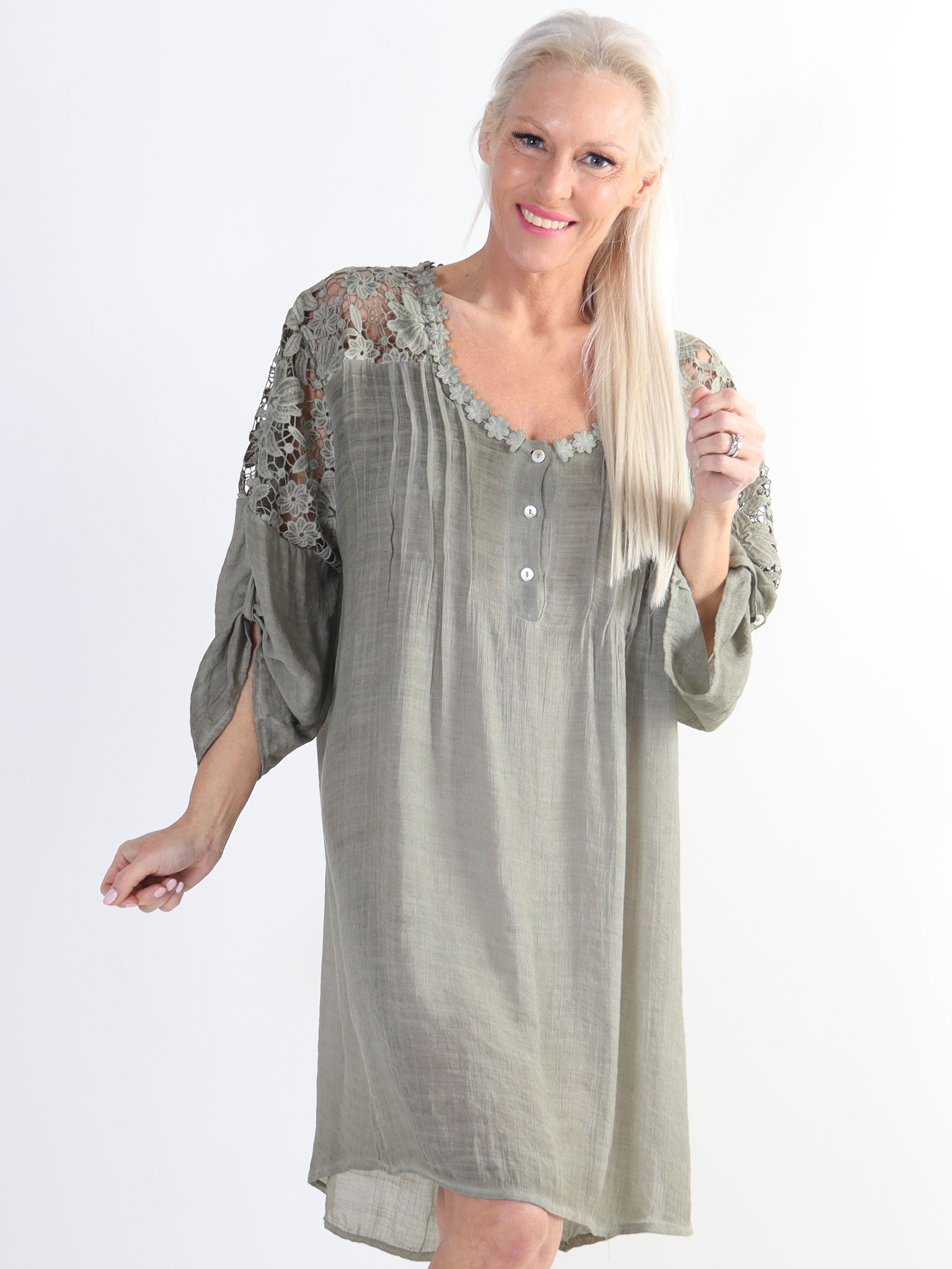 Juliette - Tunika i bomullsblandning med broderier i storlekar