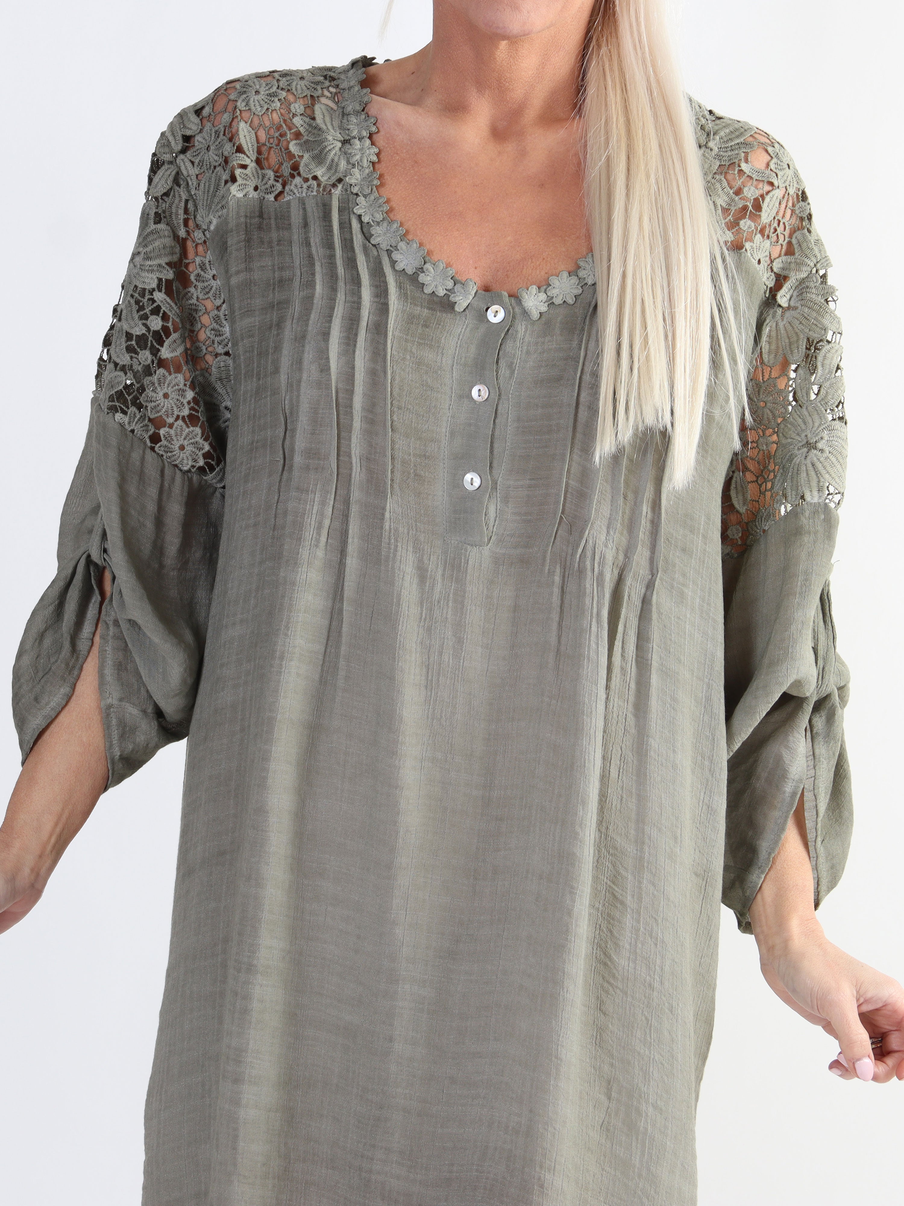 Juliette - Tunika i bomullsblandning med broderier i storlekar