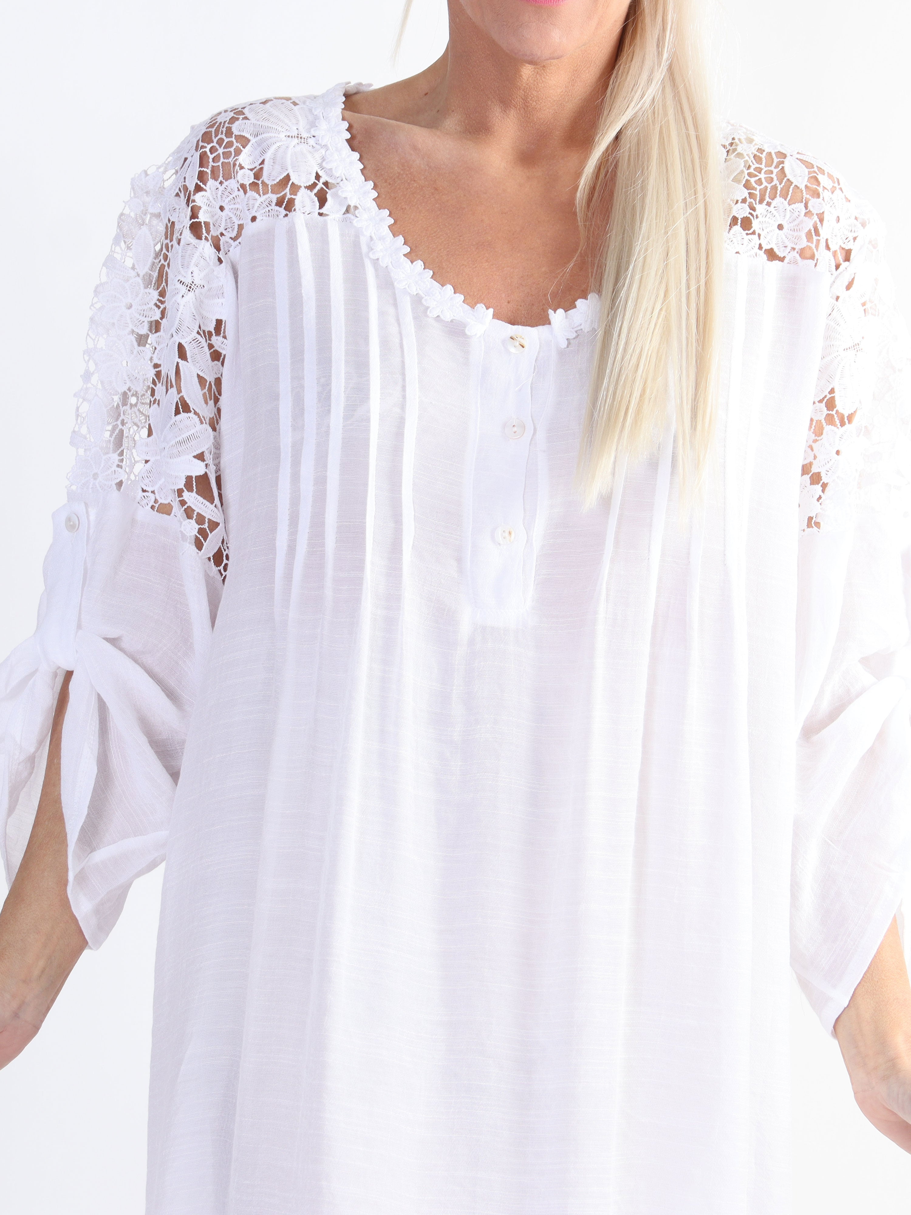 Juliette - Tunika i bomullsblandning med broderier i storlekar