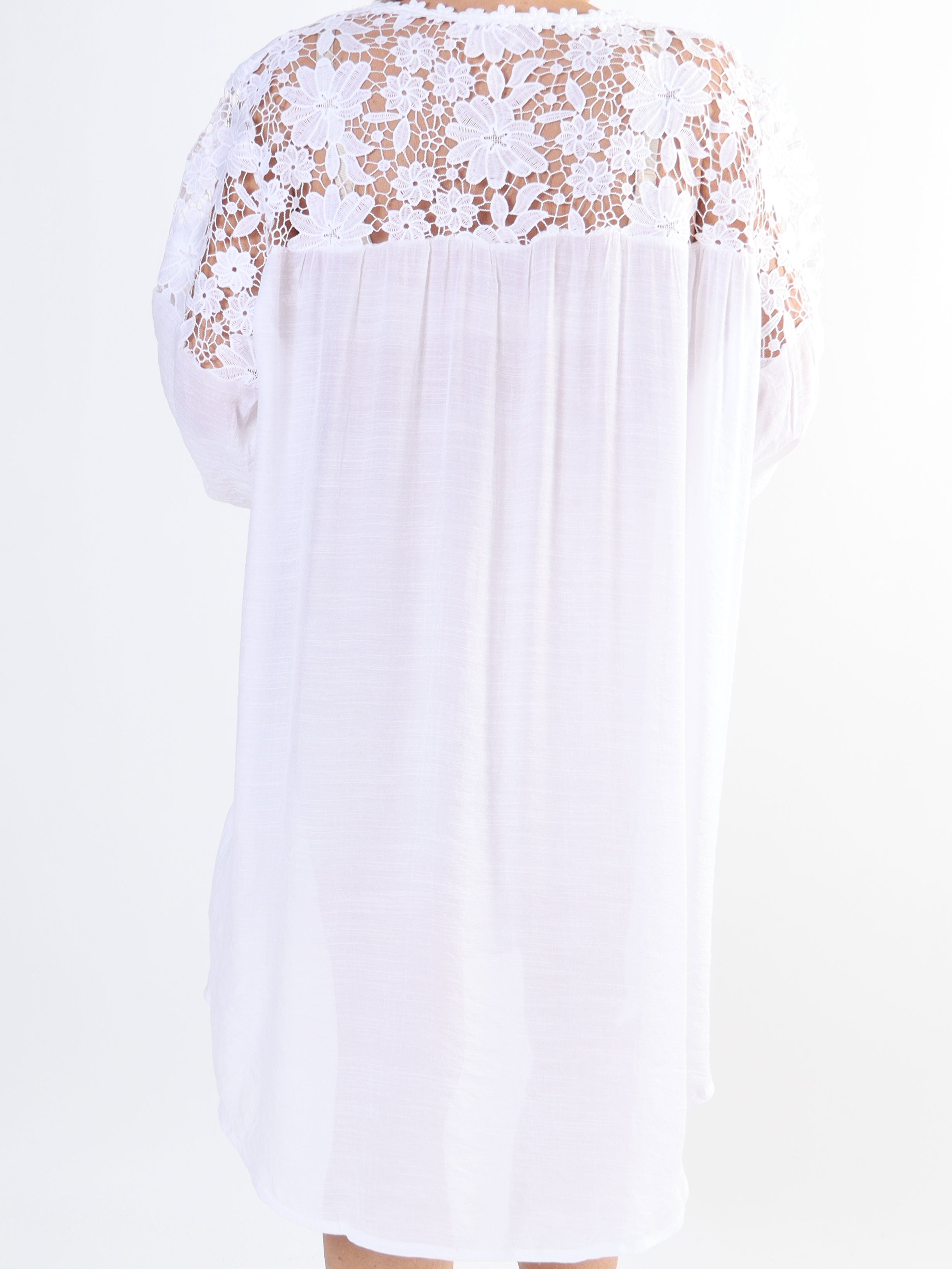 Juliette - Tunika i bomullsblandning med broderier i storlekar