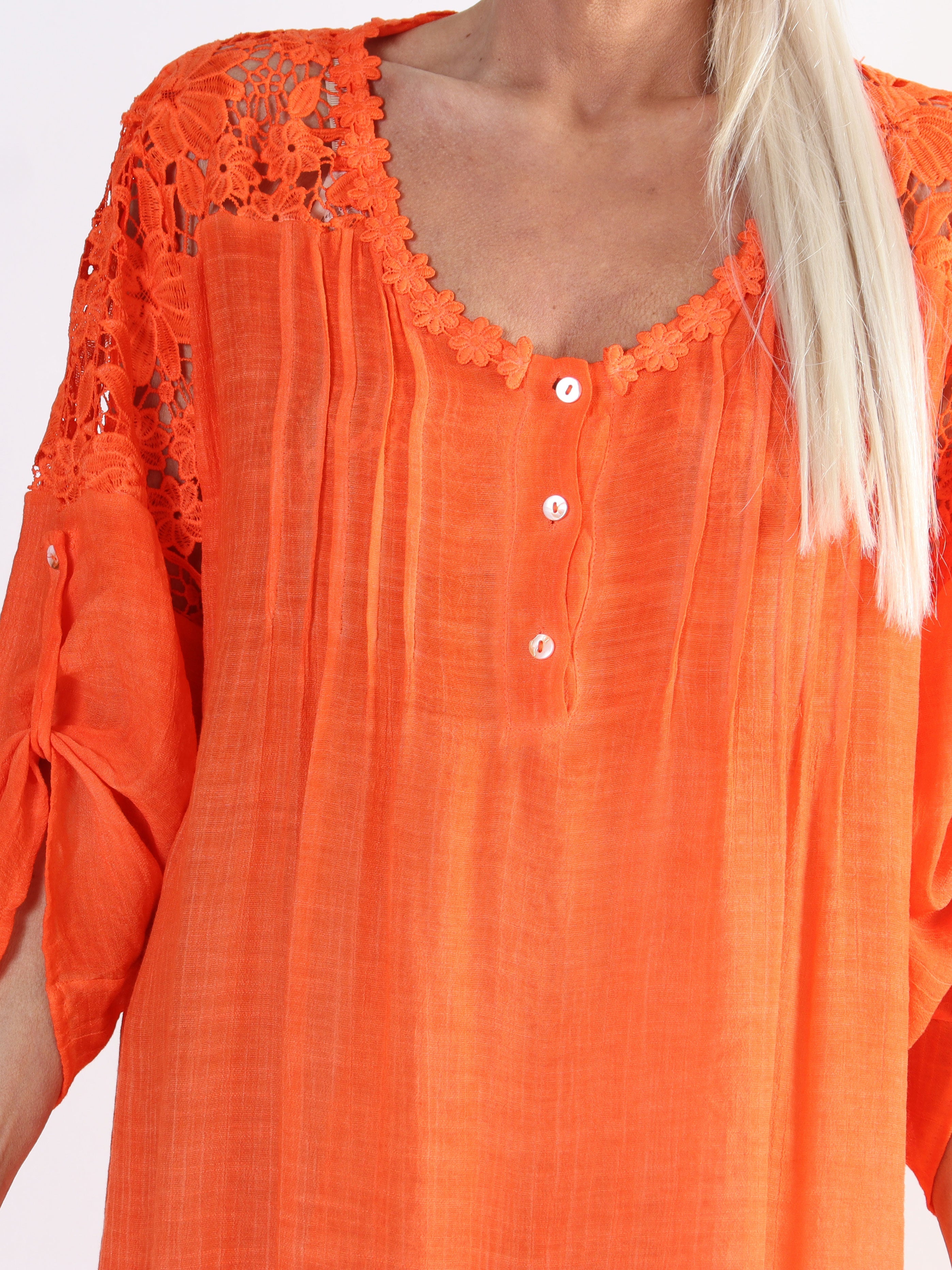 Juliette - Tunika i bomullsblandning med broderier i storlekar