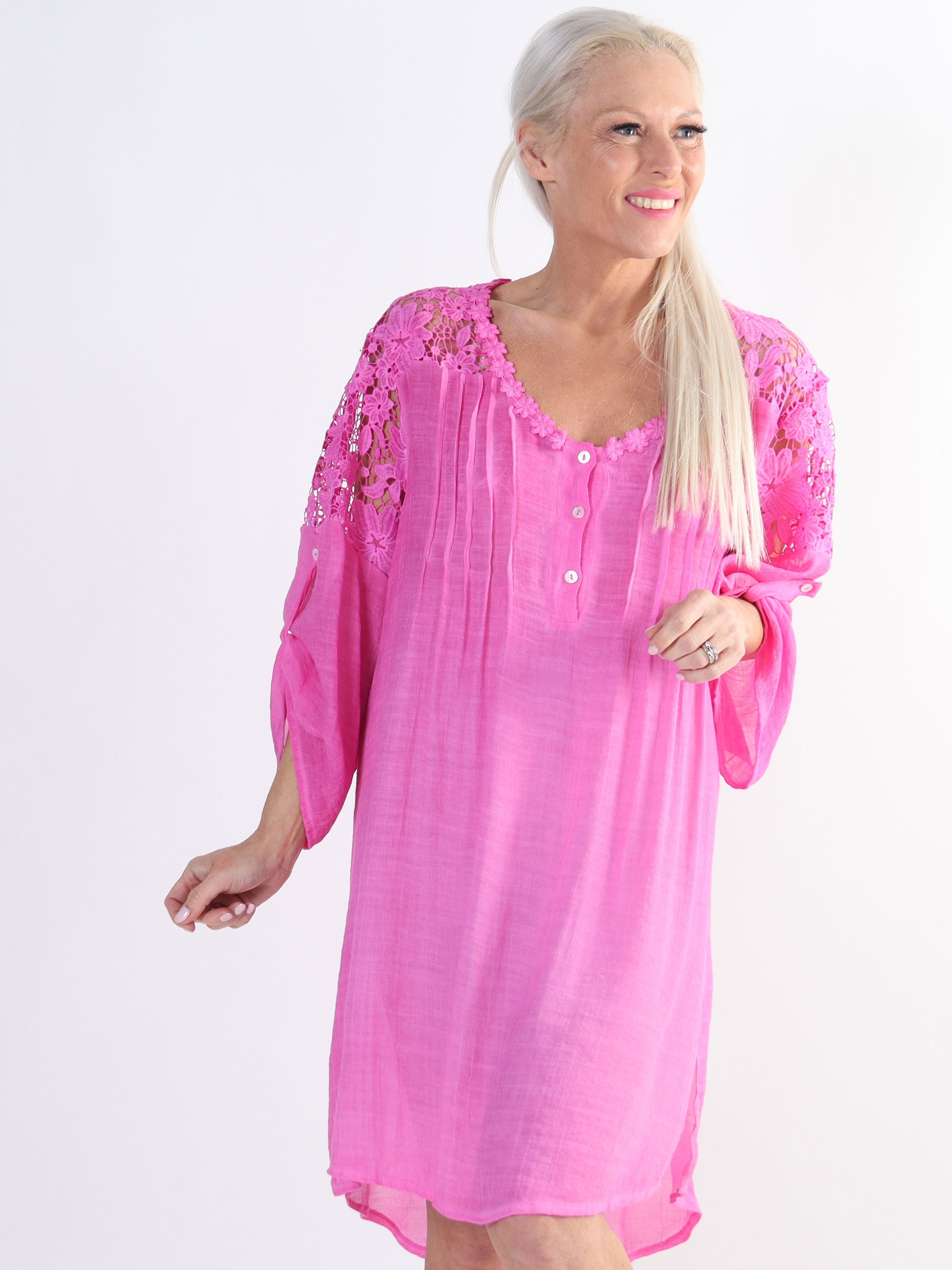 Juliette - Tunika i bomullsblandning med broderier i storlekar