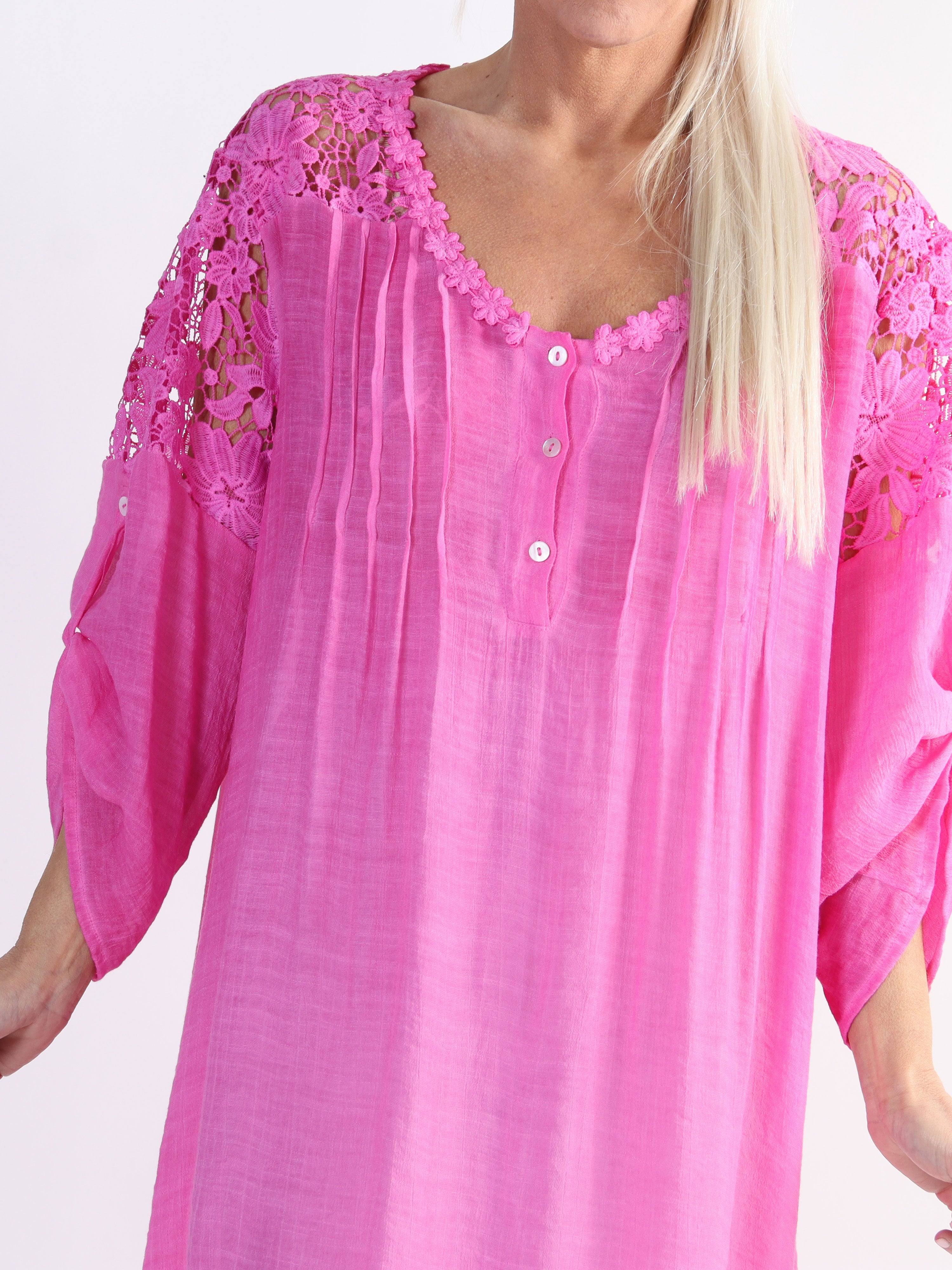 Juliette - Tunika i bomullsblandning med broderier i storlekar